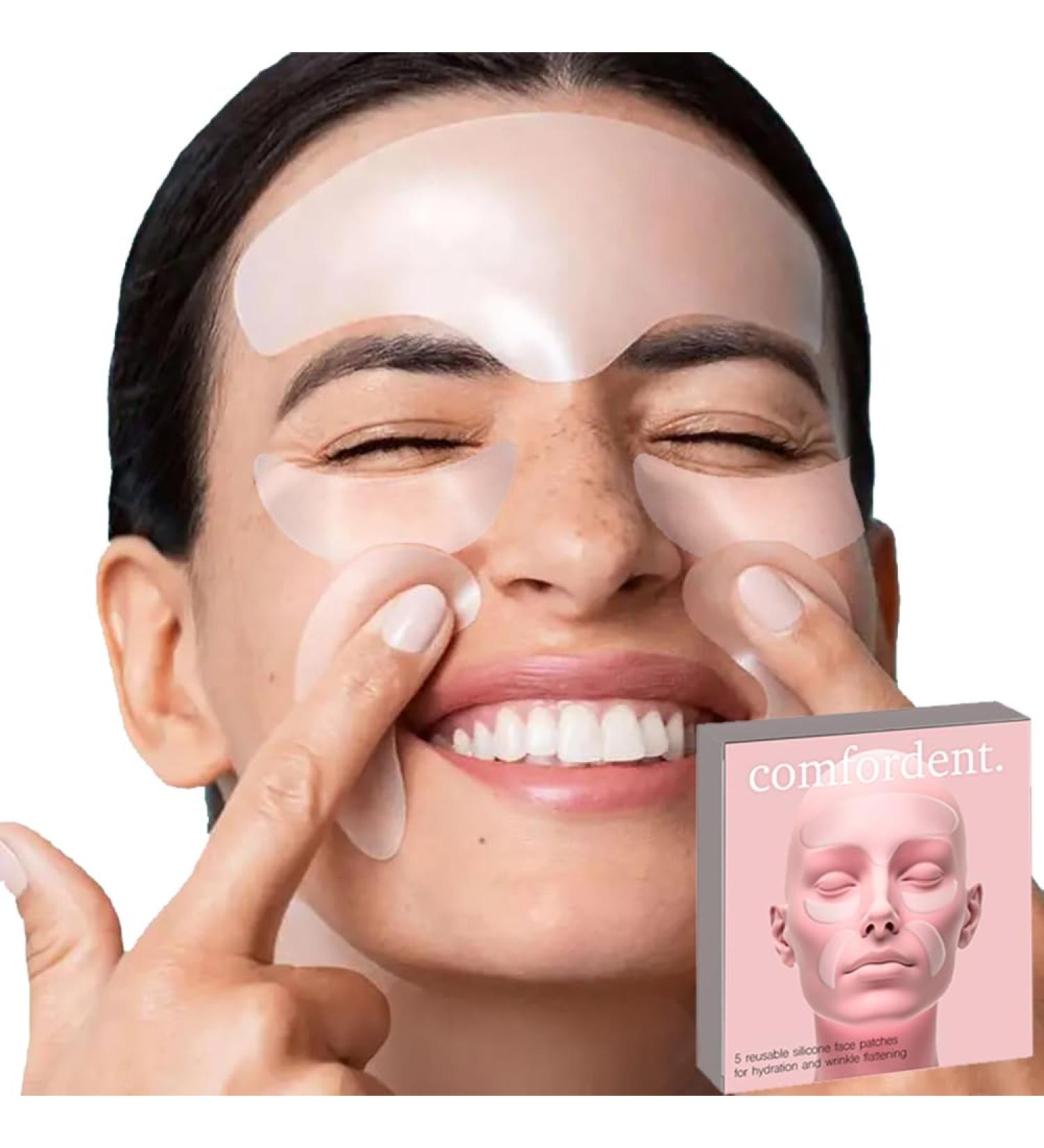 Reusable Silicone Face Patch Set - 5 Overnight Wrinkle Patches for Forehead Under-eye & Smile Line Repair - Buy Online on GoSupps.com