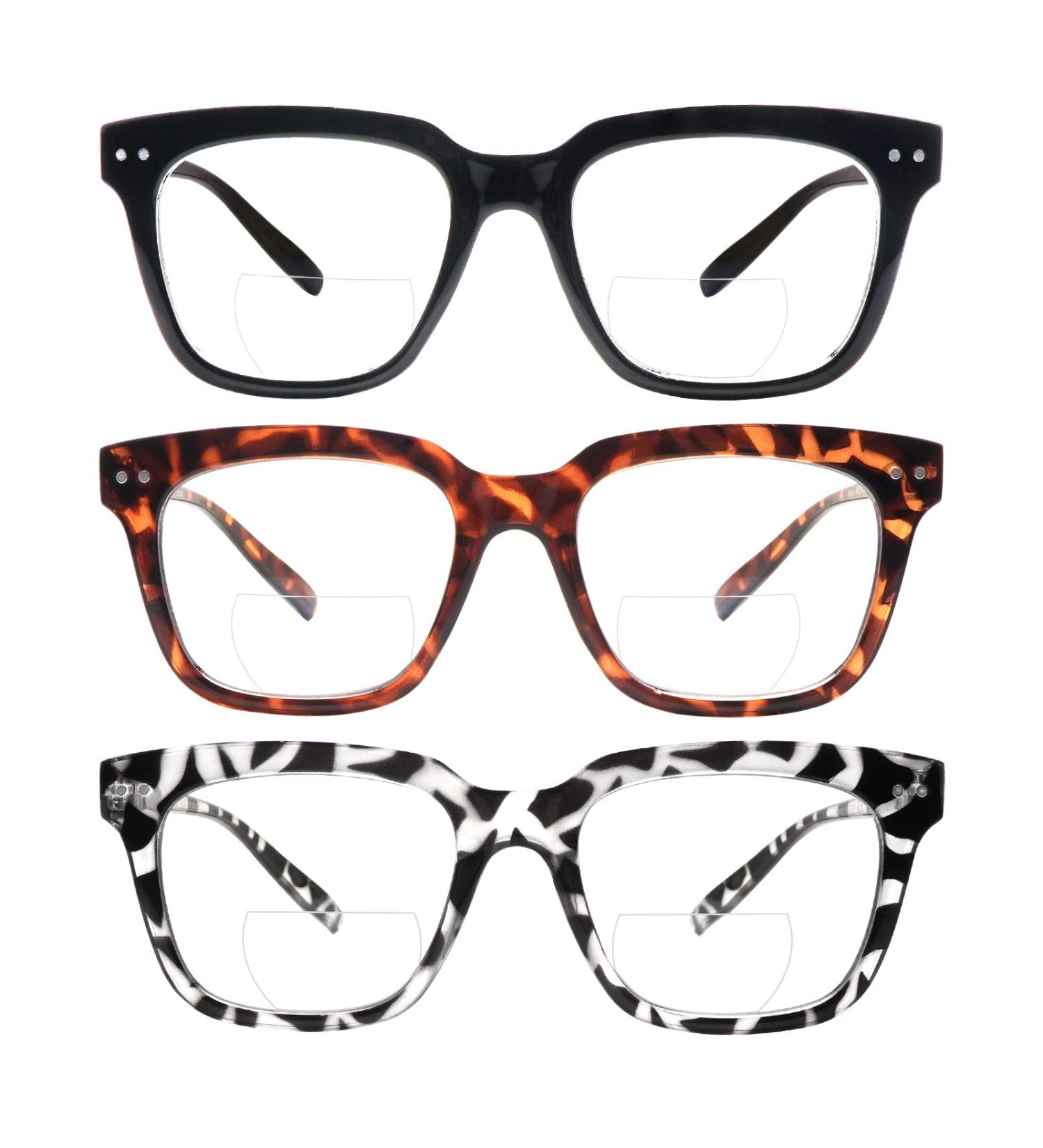 CLASAGA Bifocal Oversized Reading Glasses - Blue Light Blocking Spring Hinge Eyewear for Women & Men 1.75x Magnification 3 Stylish Colors - Buy Online on GoSupps.com