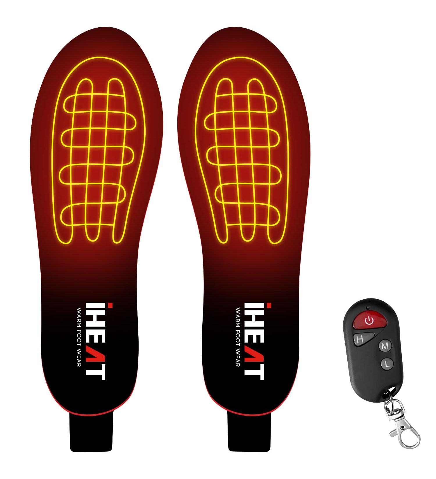 iHEAT Heated Insoles with Remote Control - Rechargeable Electric Thermal Insoles for Men and Women - Wireless Foot Warmer for Hunting, Hiking, Camping - Black - Buy Online on GoSupps.com