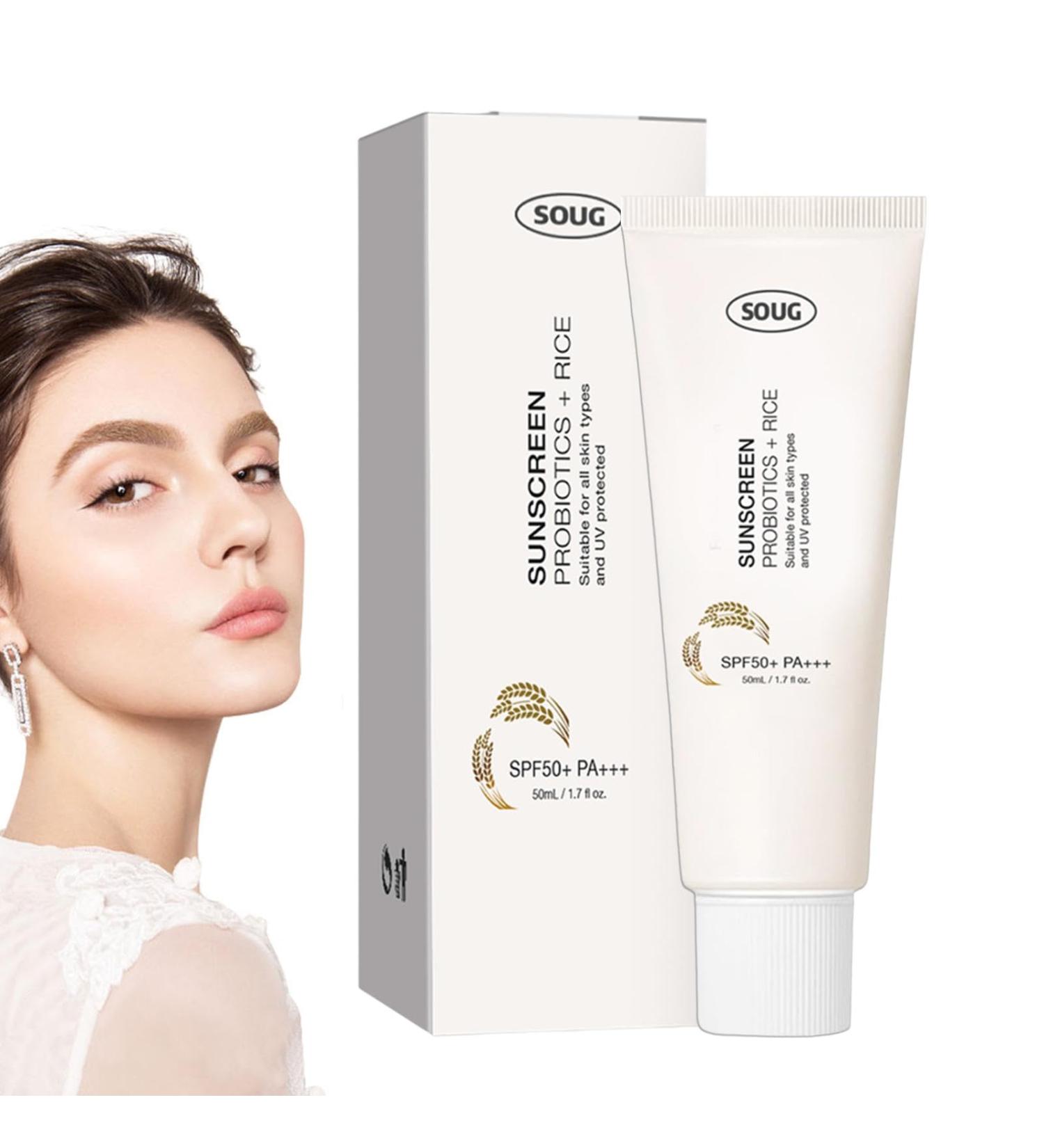  Kixolazr SPF50+ Organic Rice Sunscreen Moisturizing Sun Lotion Rice Extract Sunscreen Face Moisturizer Sun Protection Skin Care Solution - Buy Online on GoSupps.com