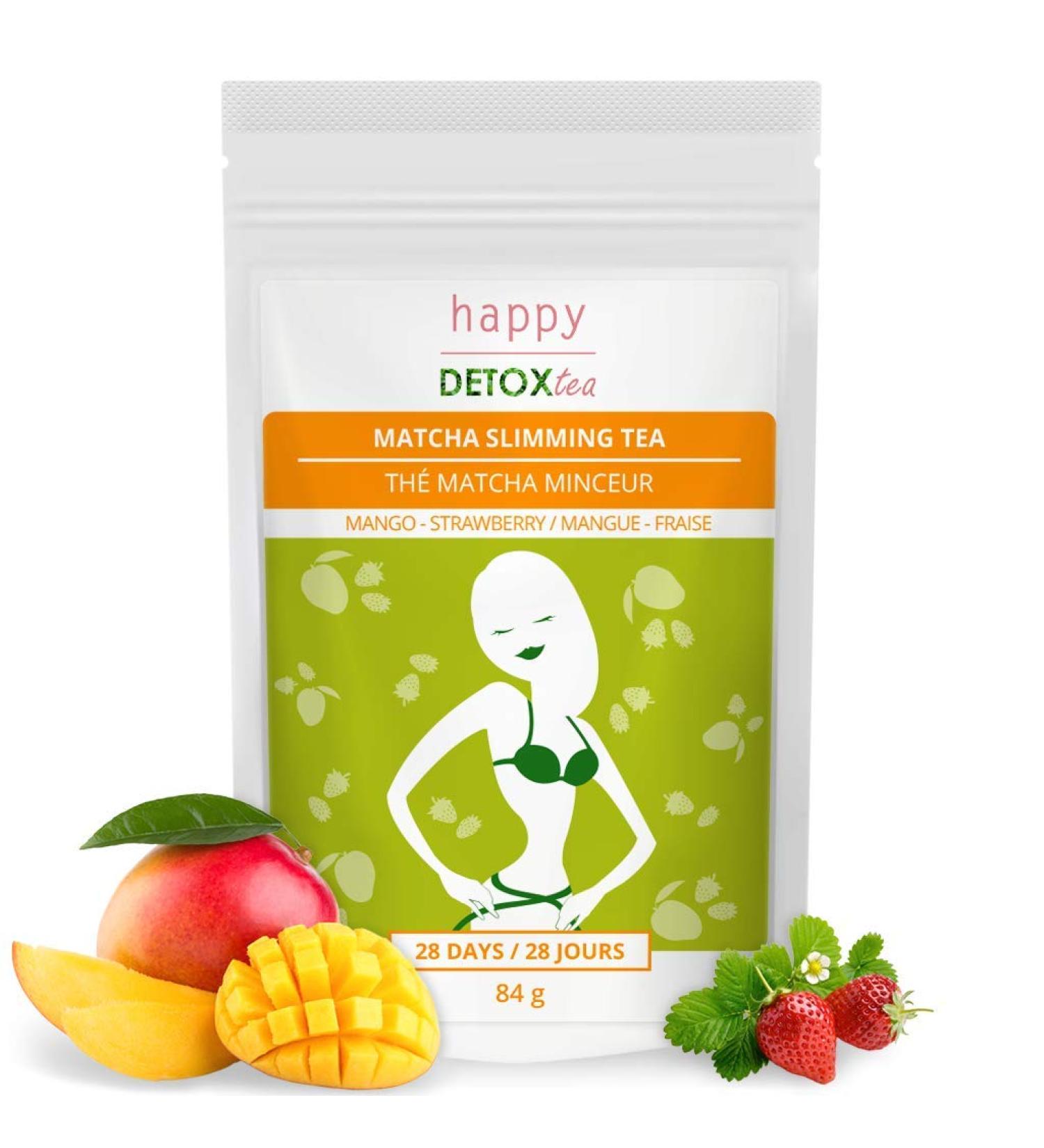 Mango and Strawberry Slimming Matcha Tea - Matcha Slim Tea - Weight Loss - Happy Detox Tea - 4 Week Treatment - 84g - Buy Online on GoSupps.com