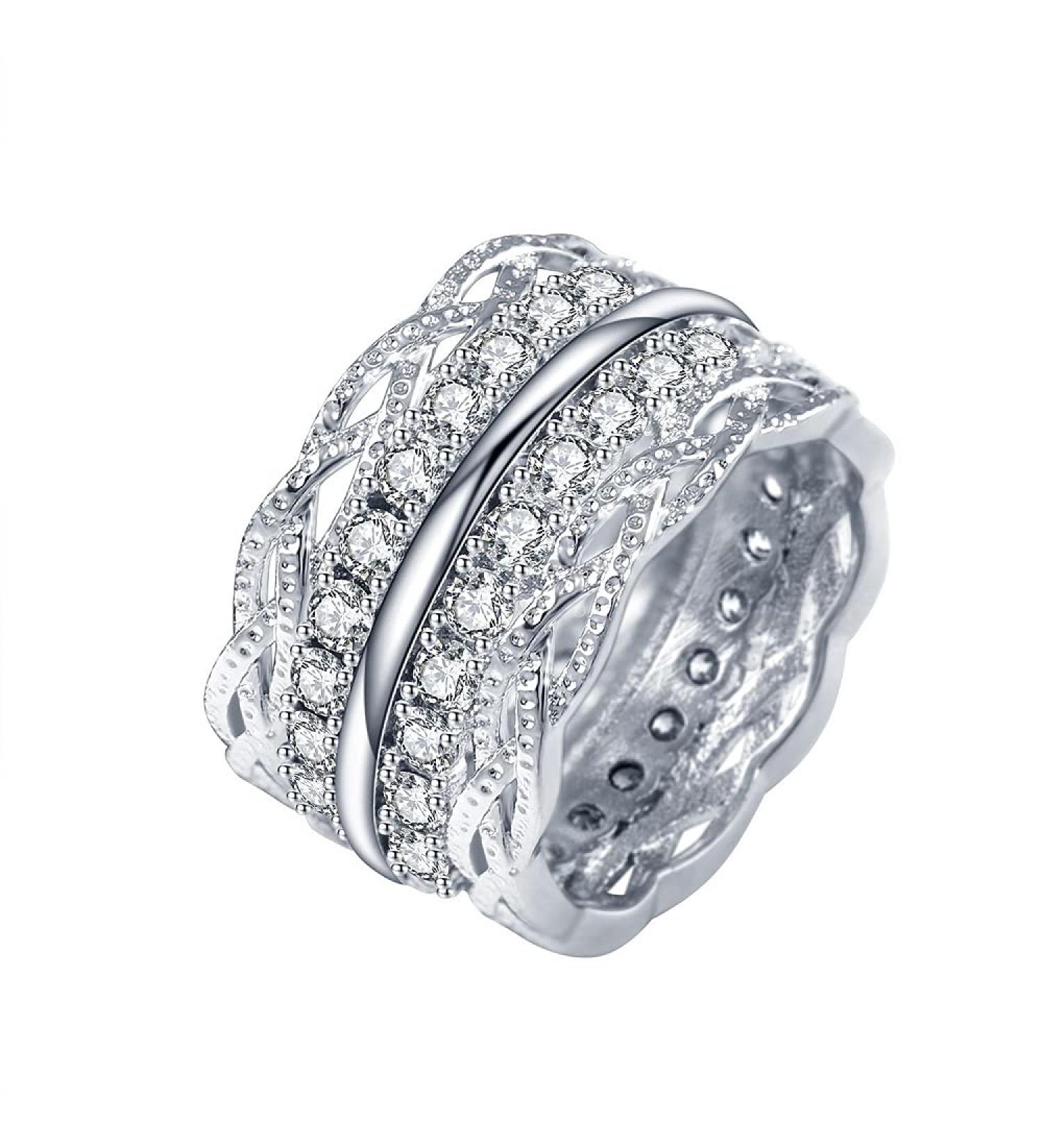 925 Sterling Silver Palace Retro Lace Ring with CZ Diamond - Size 7 | Eternal Engagement Wedding Jewelry - Buy Online on GoSupps.com