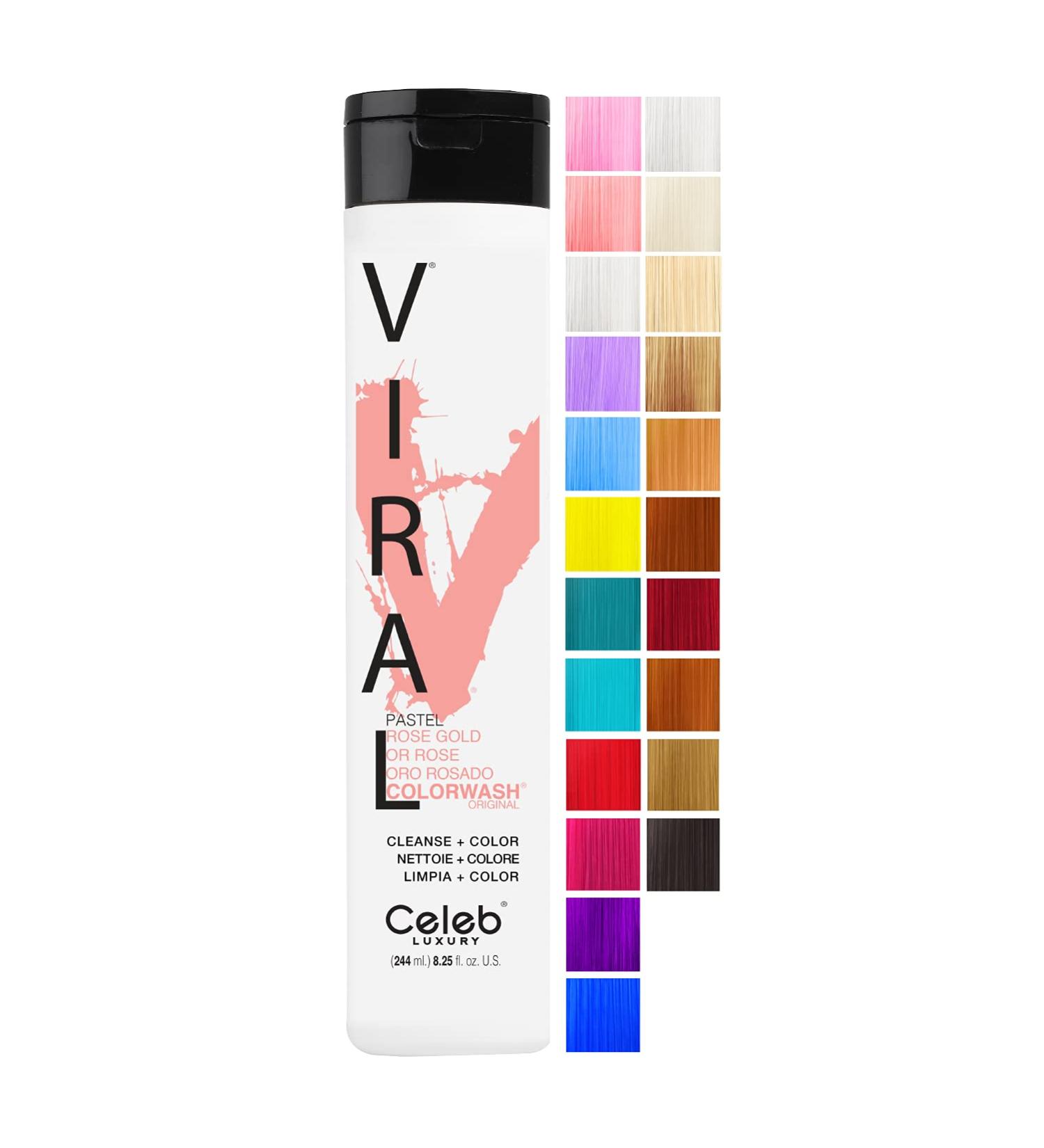 Celeb Luxury Colorwash Rose Gold Color Depositing Shampoo + Bondfix Bond Rebuilder - Vegan Semi Permanent Hair Dye - Buy Online on GoSupps.com