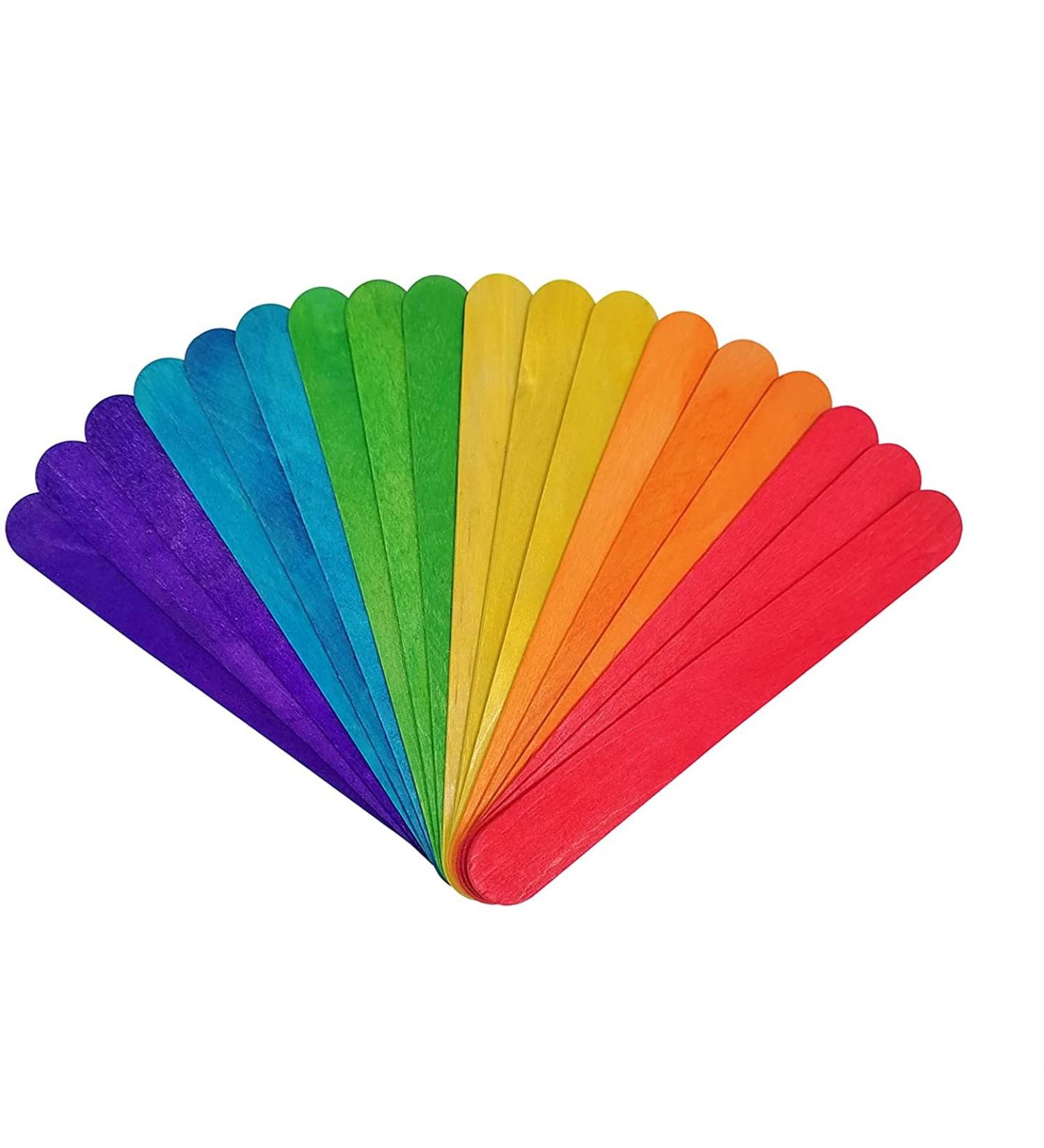 100 Pcs Colored Jumbo Wooden Craft Sticks for DIY Crafts and Classroom Art - 3/4 Wide Treat Sticks - Buy Online on GoSupps.com