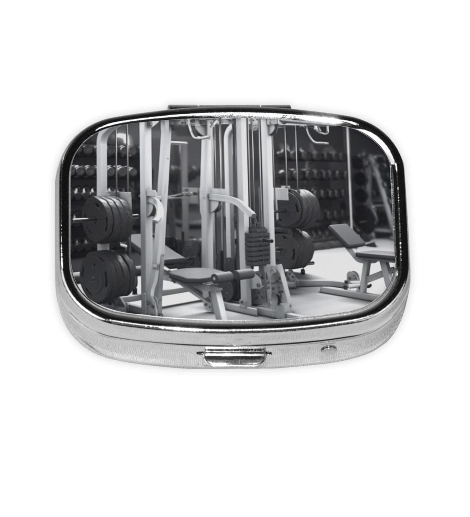 Portable Travelling Pill Box - Gym Equipment Printed Square Medicine Organizer for International Shipping - Buy Online on GoSupps.com