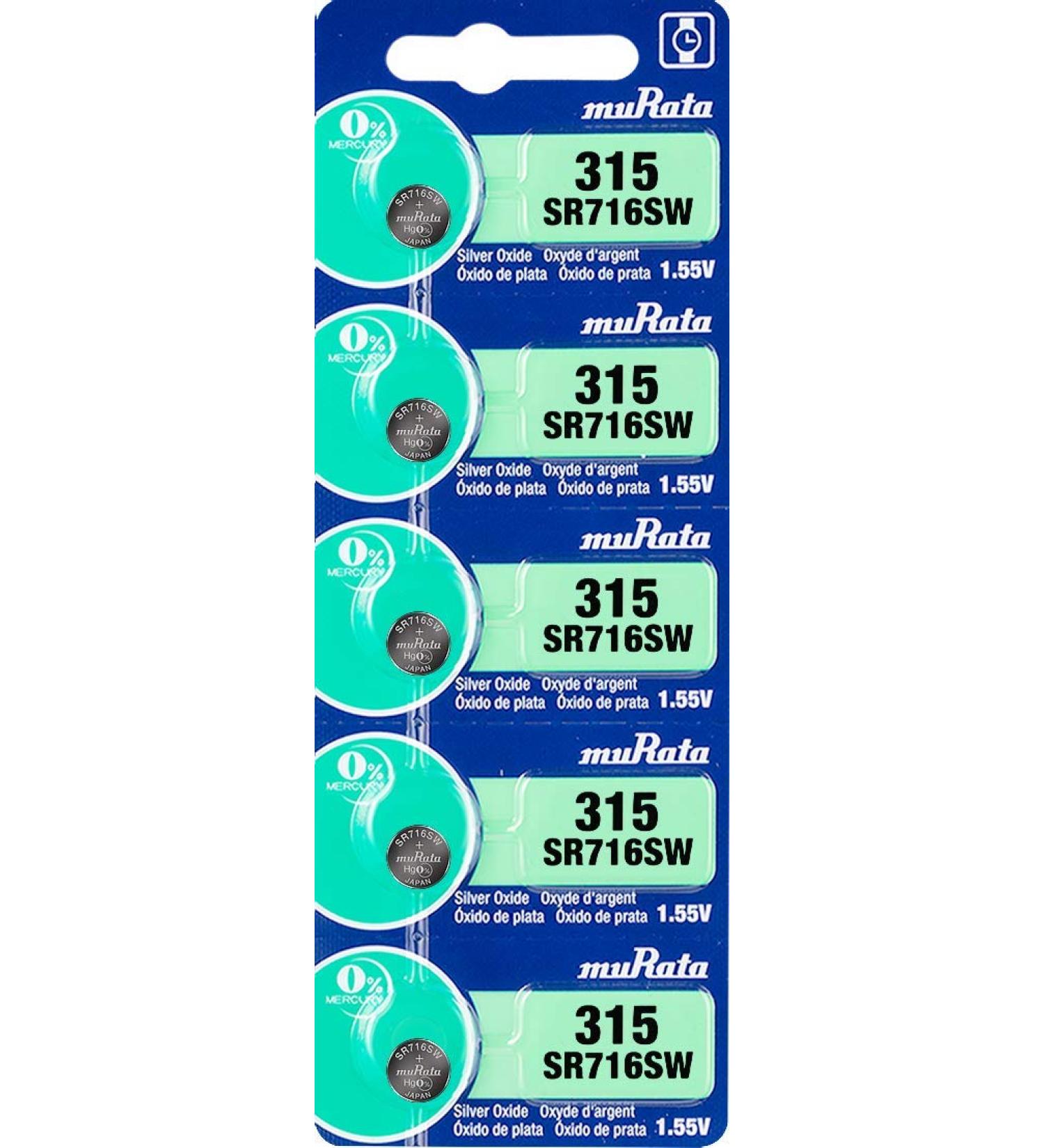 Buy Murata 315 Battery SR716SW - 1.55V Silver Oxide Watch Button Cell (5 Pack) | Fast International Shipping - Buy Online on GoSupps.com
