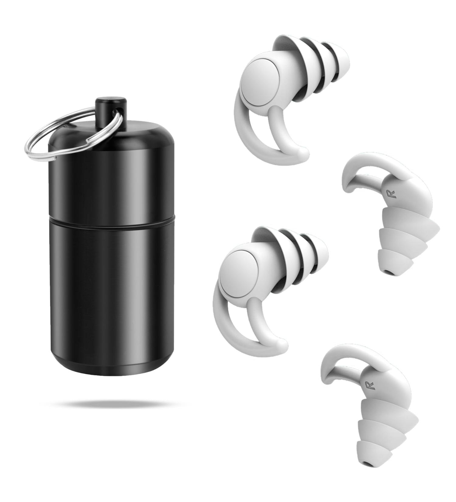 Soft Silicone Reusable Ear Plugs for Sleeping, Studying, and Traveling - 2 Pairs, Grey - Buy Online on GoSupps.com