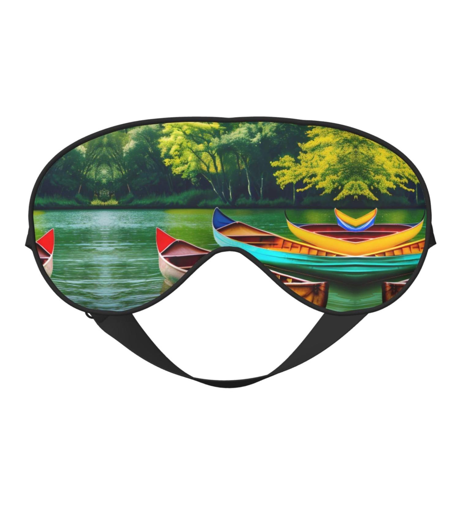 Lake with Boats Canoes Soft Sleep Eye Mask - Breathable Travel Eye Patch for Women | Relax & Unwind - Buy Online on GoSupps.com