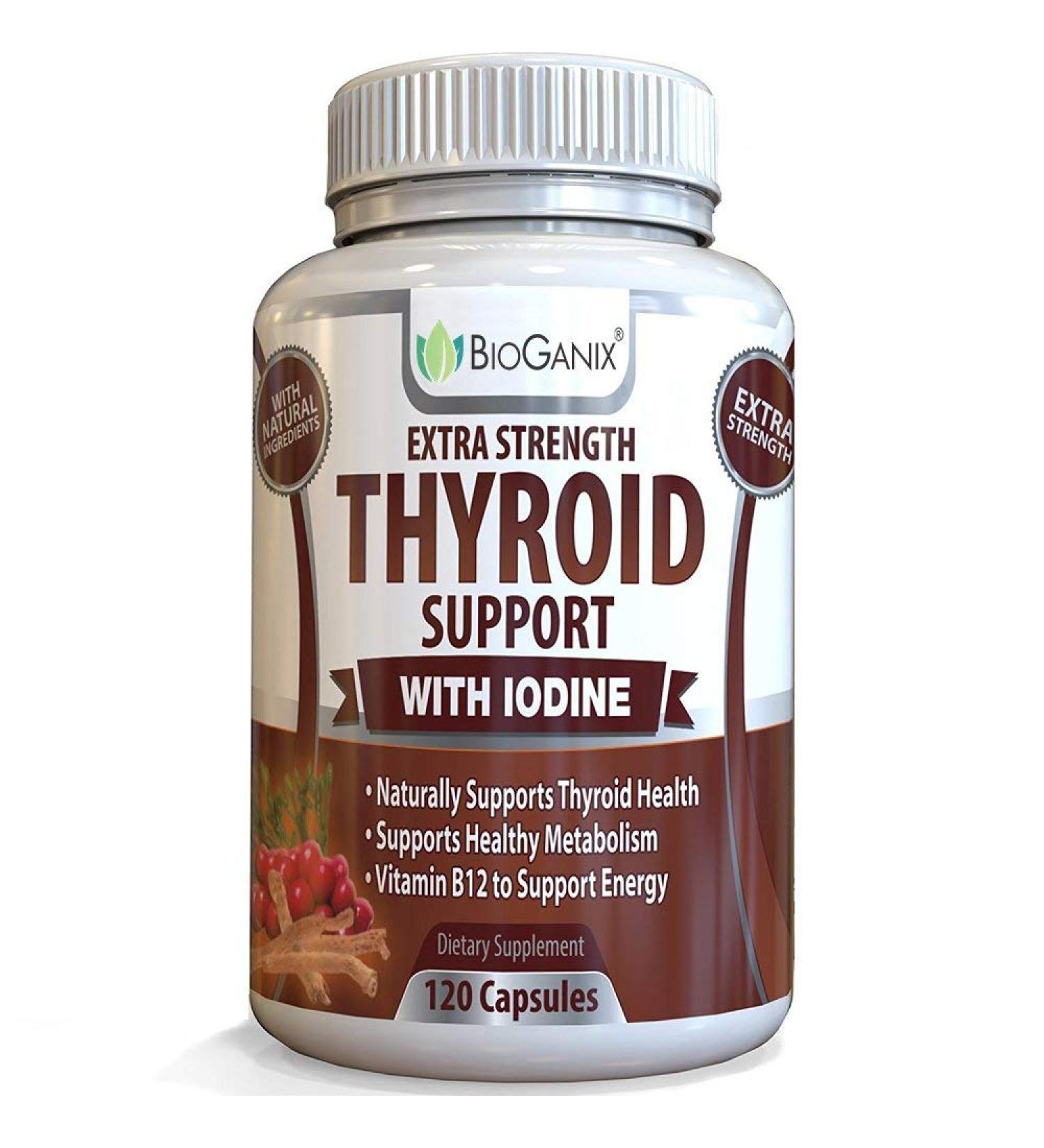 Bioganix Thyroid Support Supplement | Extra Strength Advanced Complex with Iodine, Vitamin B12, Selenium, Zinc & Ashwagandha | 120 Capsules - Buy Online on GoSupps.com