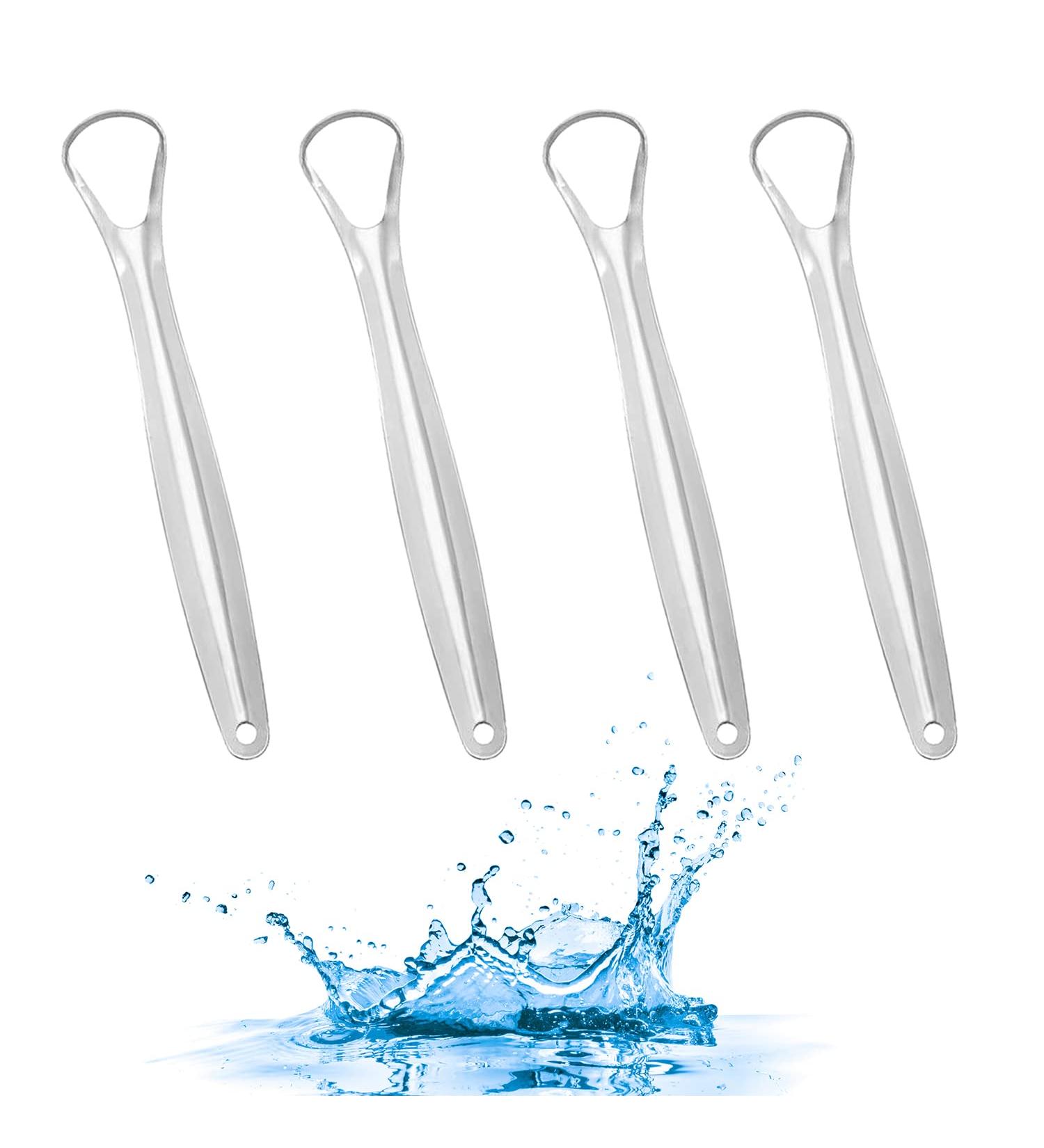 4pcs Stainless Steel Tongue Scrapers | Tongue Cleaner Brush for Adults & Kids | Bad Breath Treatment | Fresher Breath in Seconds - Buy Online on GoSupps.com