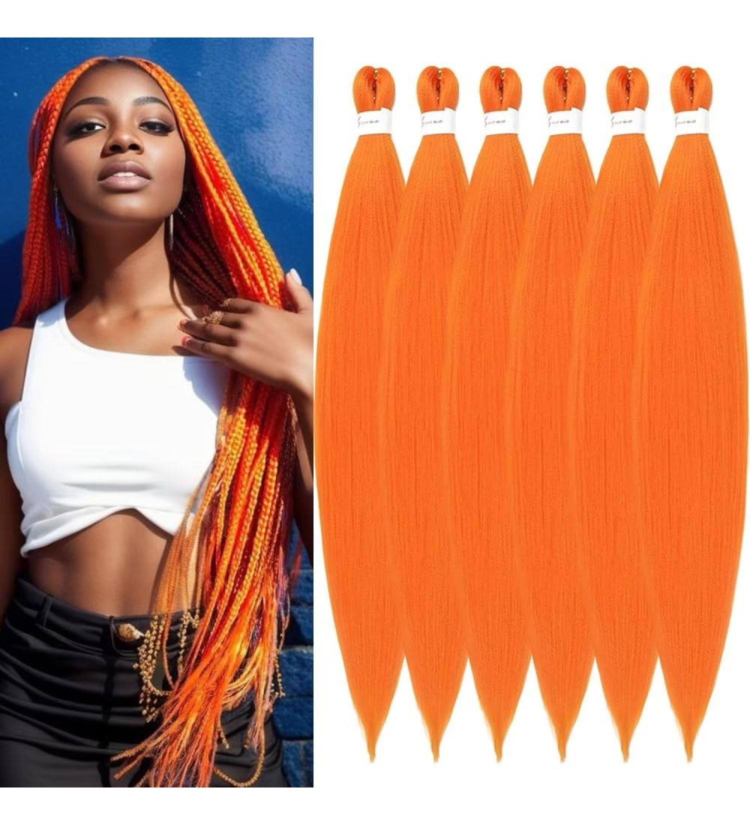 YDDM 32 Inch Pre-Stretched Braiding Hair Extensions - 6 Packs Orange Jumbo Braids for Artful Hairstyles - Buy Online on GoSupps.com