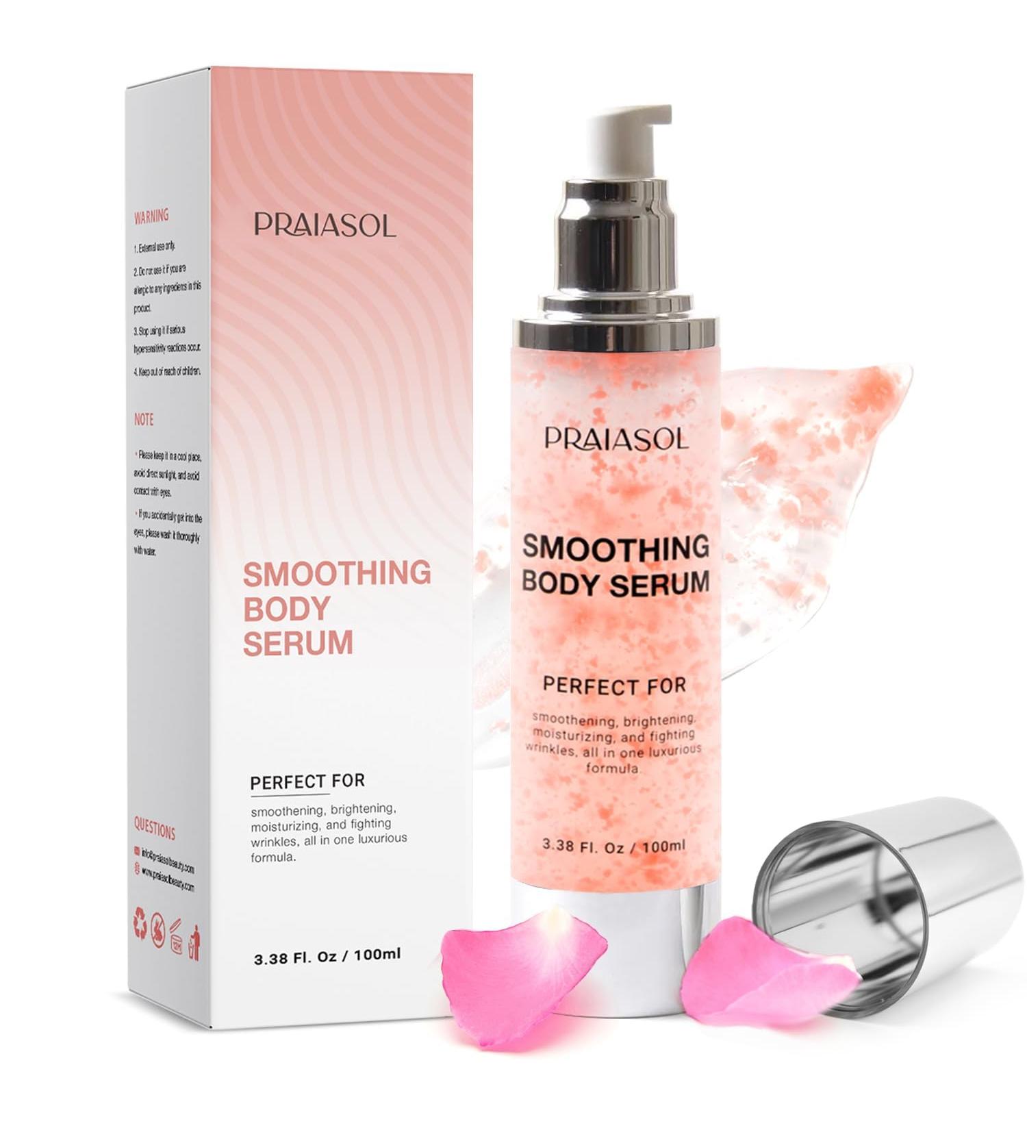Glossy Smoothing Body Serum for Wrinkles: Crepey Skin Cream for Aging Skin Infused with Hyaluronic Acid Vitamin E Glycerin and Shea Butter-Hydrating Nourishing Repairing for Silky Smooth 100 ml - Buy Online on GoSupps.com