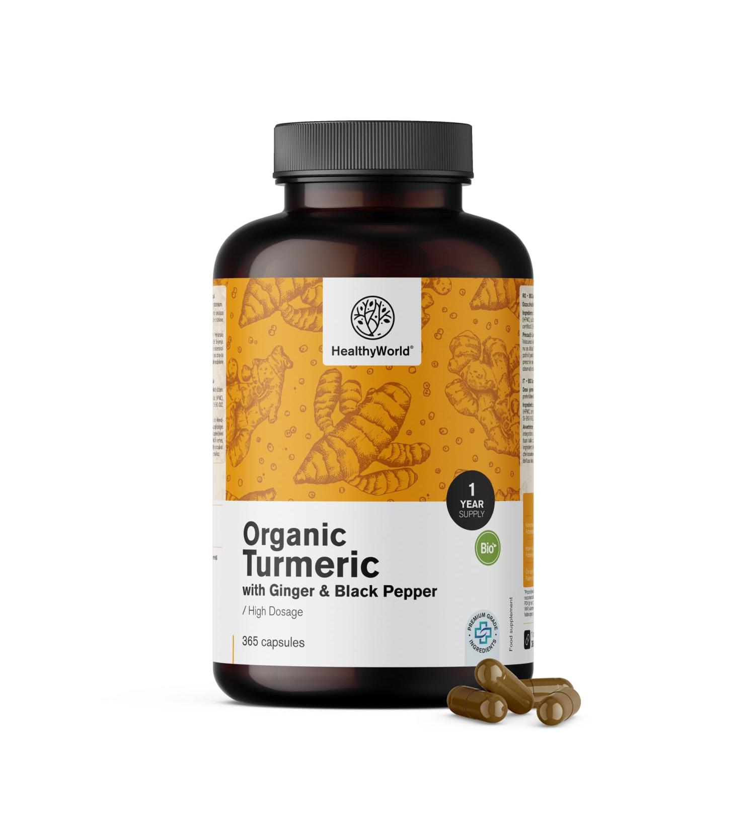 Be Healthy Group doo BIO Turmeric 480 mg with Ginger and Black Pepper 365 Capsules 1 year supply Combination of Natural Ingredients To Support the Immune System and the Whole Body - Buy Online on GoSupps.com