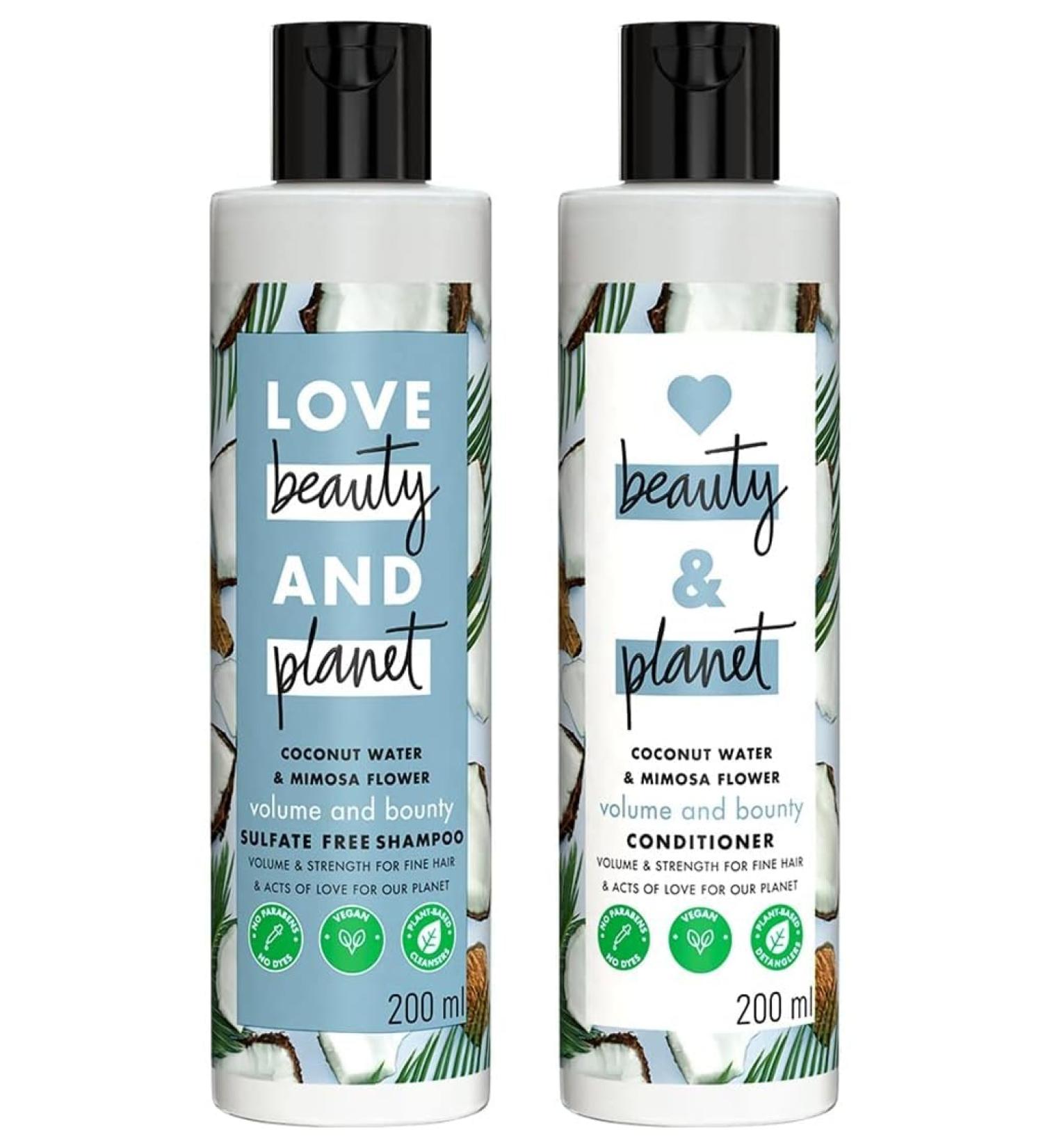Buy Love Beauty & Planet Coconut Water & Mimosa Flower Shampoo & Conditioner - Paraben-Free Organic Coconut Oil 200ml | International Shipping Available - Buy Online on GoSupps.com