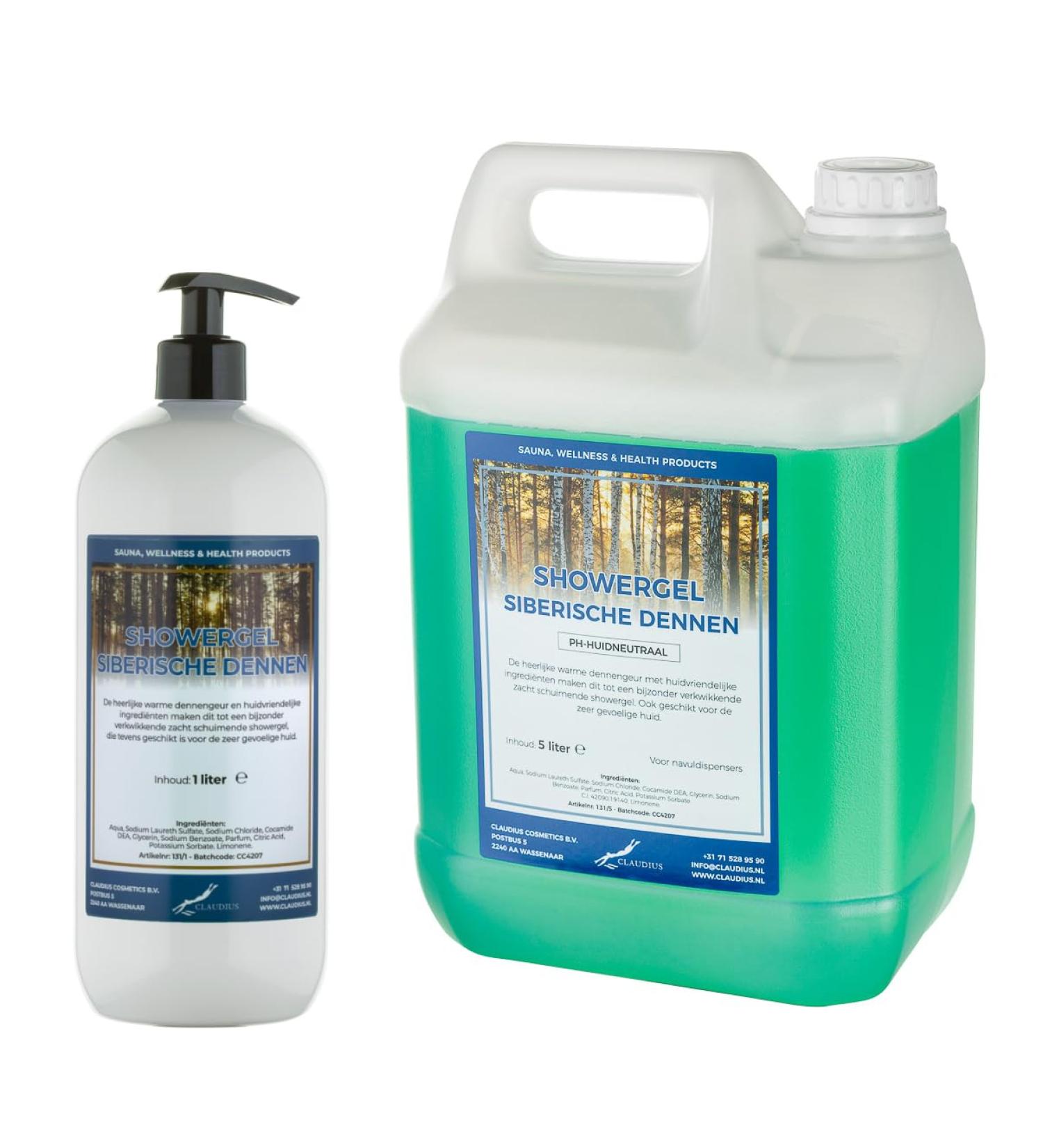 Claudius Showergel Siberian Pine 5 liter + 1 liter with pump white