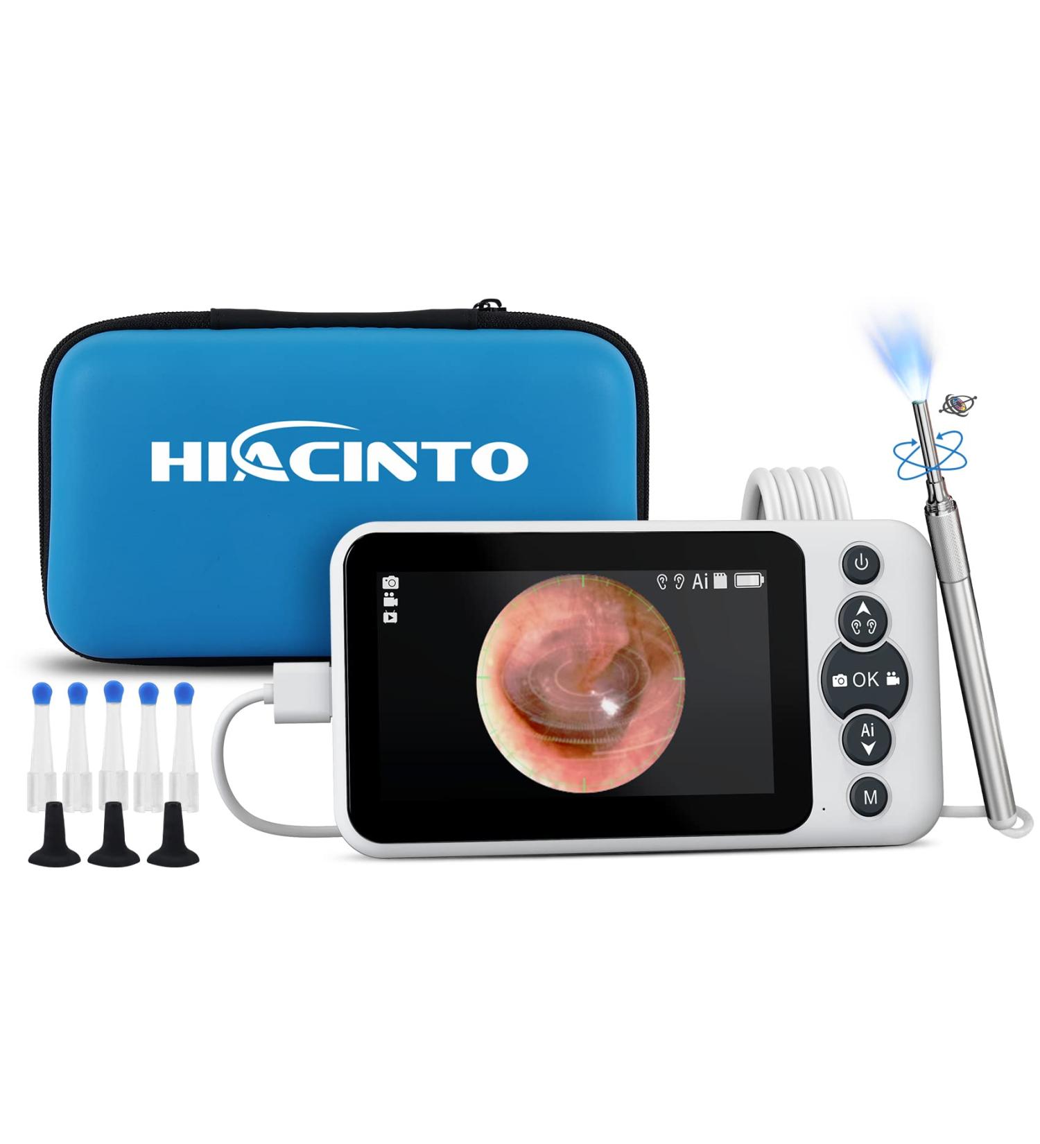 AI Intelligent Visual Digital Otoscope Hiacinto | Ear Wax Removal Tool 4.5 IPS Screen Camera | Gyroscope & Recording | 32GB Card & Cleaning Kits - Buy Online on GoSupps.com