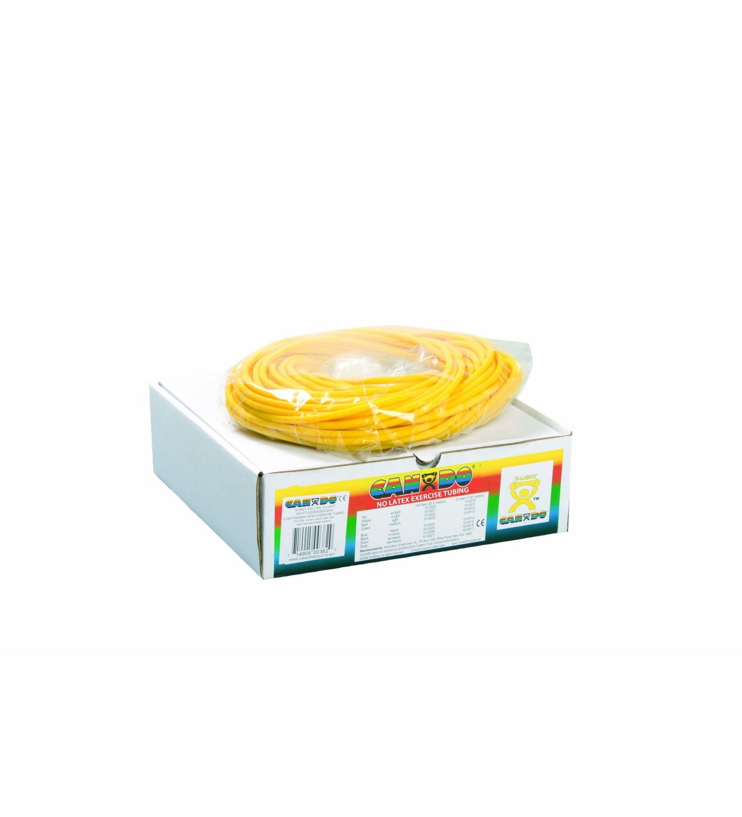 Cando 10-5721 Latex-Free Exercise Tubing X-Light Resistance 100' Length Yellow Yellow: X-Light 100 ft: Latex-Free