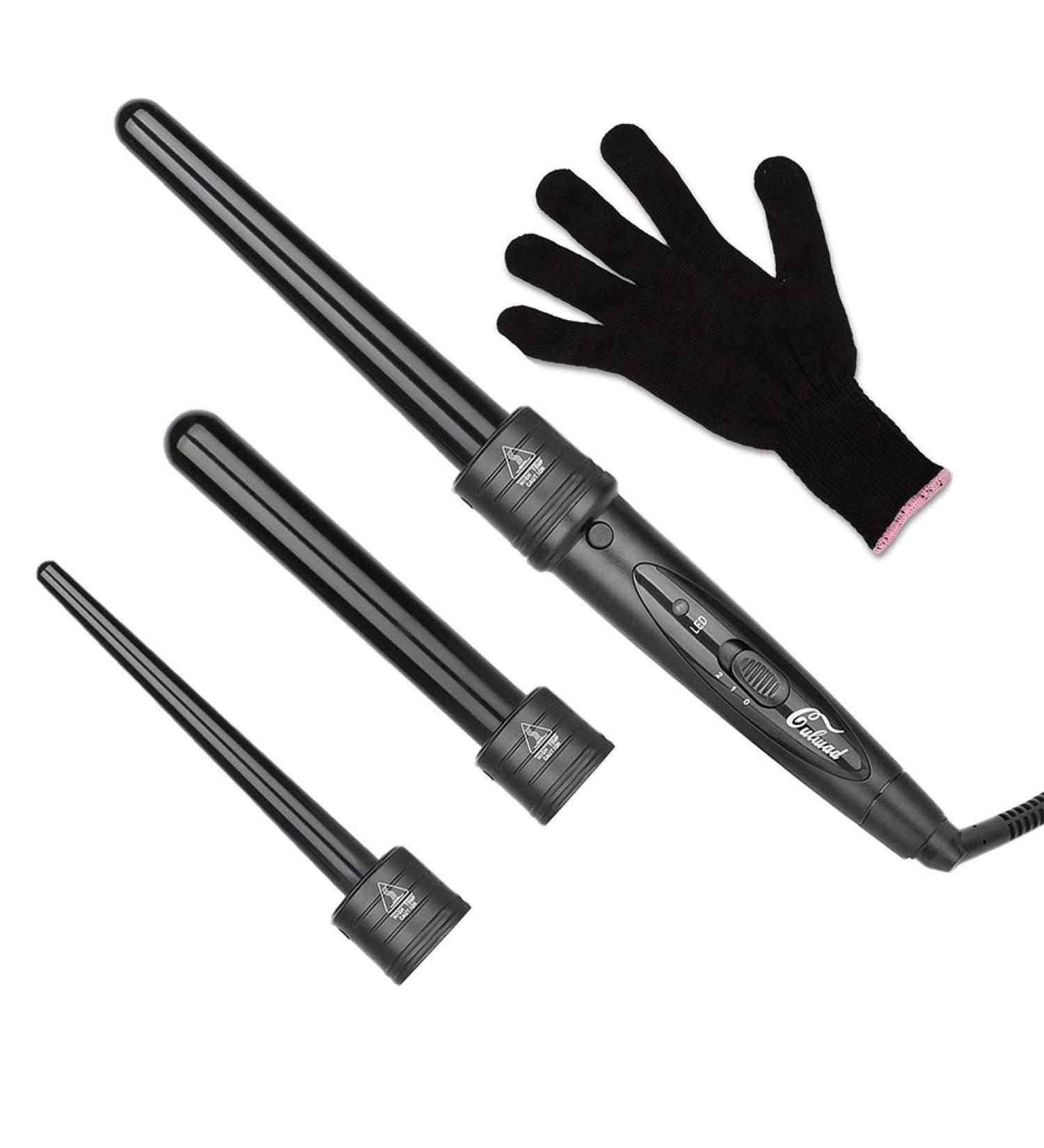 Culwad 3 in 1 Curling Iron Set - Multifunctional Interchangeable Ceramic Hair Curler with Glove | Eco-Friendly Reusable Packaging - Buy Online on GoSupps.com