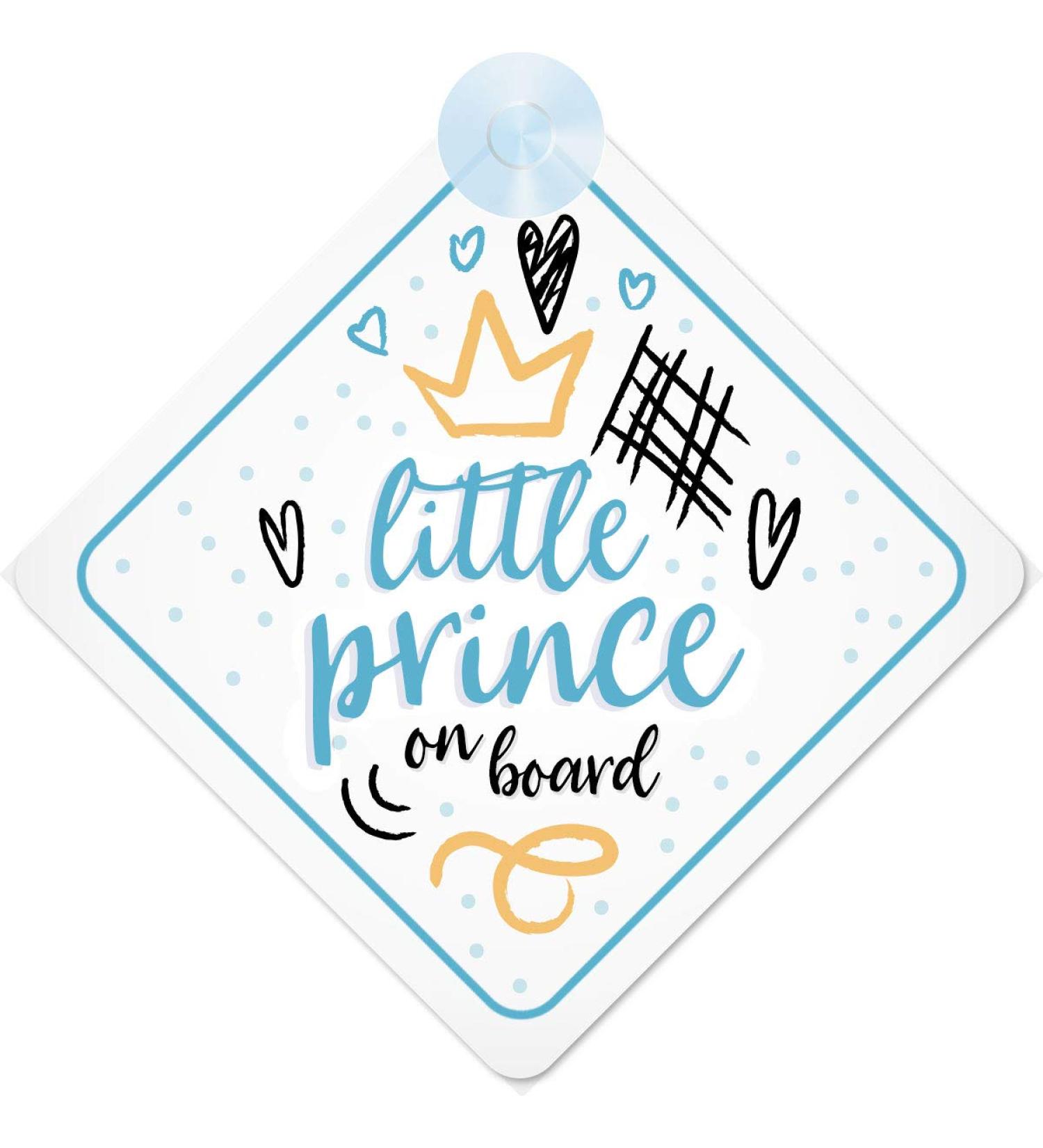 mybabyonboard UK Prince On Board Blue with Crown (024) Non Personalised Car Sign New Baby Boy/Child Gift/Present