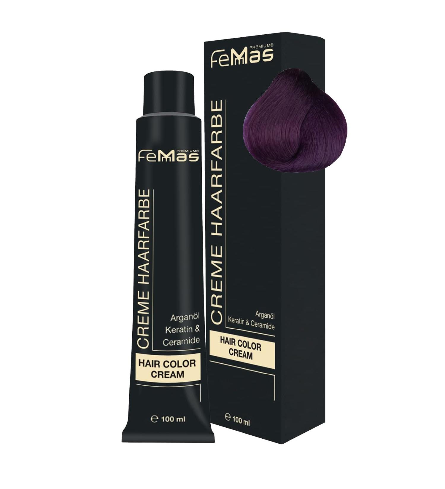 Femmas Pure & Mix Violet Hair Color - Argan Oil Keratin & Ceramids - Professional Permanent Tint - 100ml - Buy Online on GoSupps.com