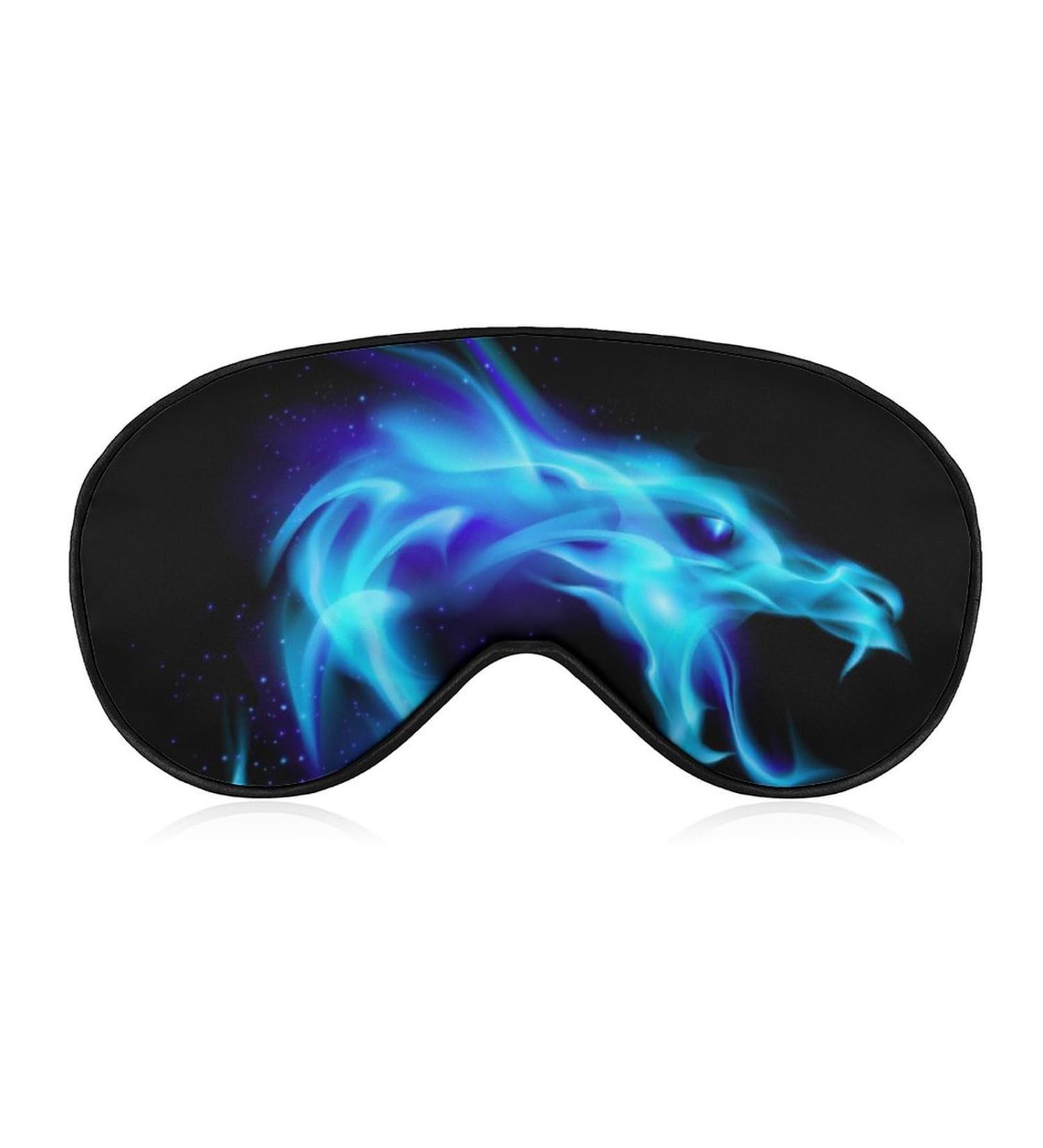 Silk Sleep Eye Mask - Adjustable Strap Black Blue Fire Dragon Art - Perfect for Men & Women Nap Yoga Meditation - 1 Count - Buy Online on GoSupps.com