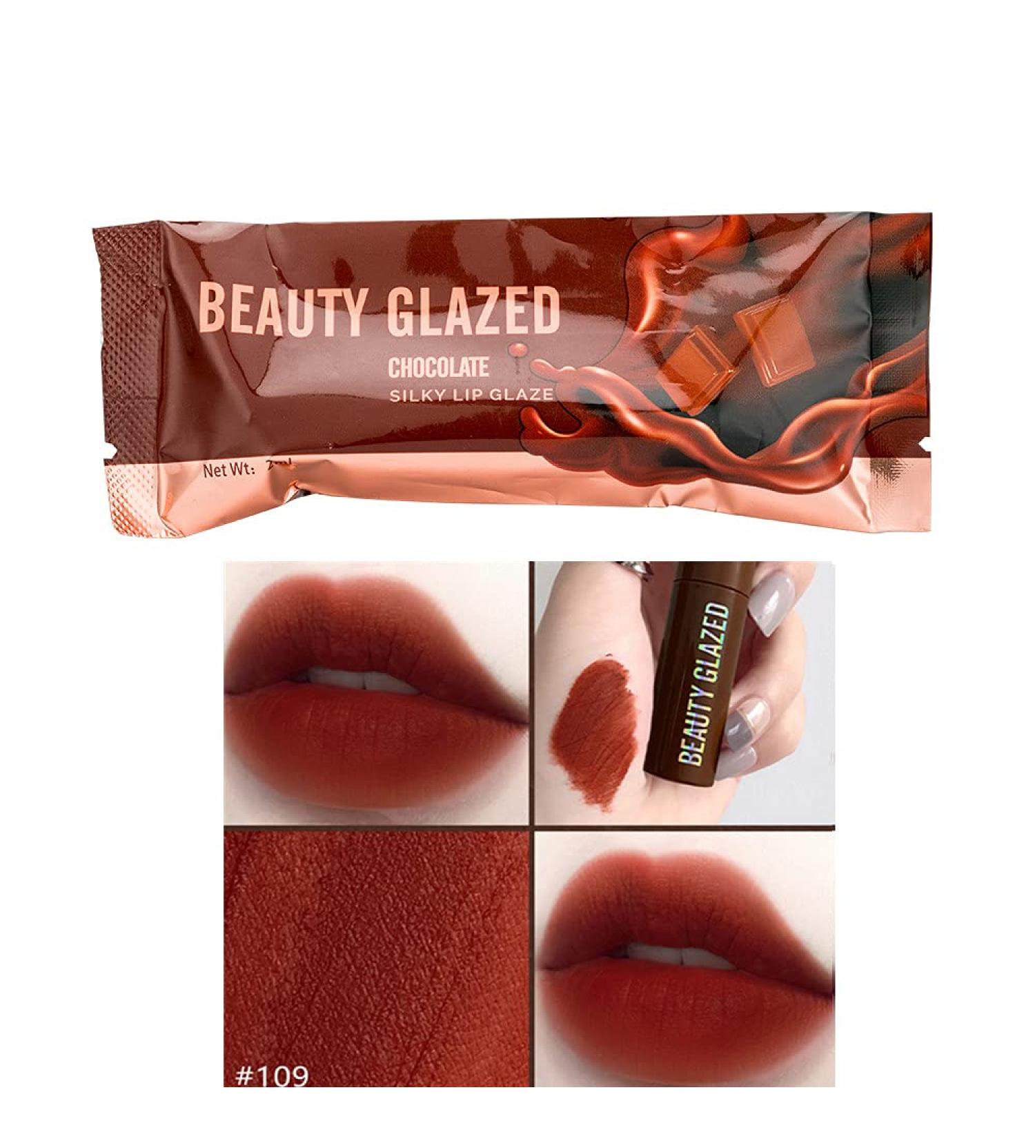 Beauty Glazed Chocolate Lipstick - Matte Lip Glaze | Waterproof Mokka Brown | Sexy Red Lips Makeup - Buy Online on GoSupps.com