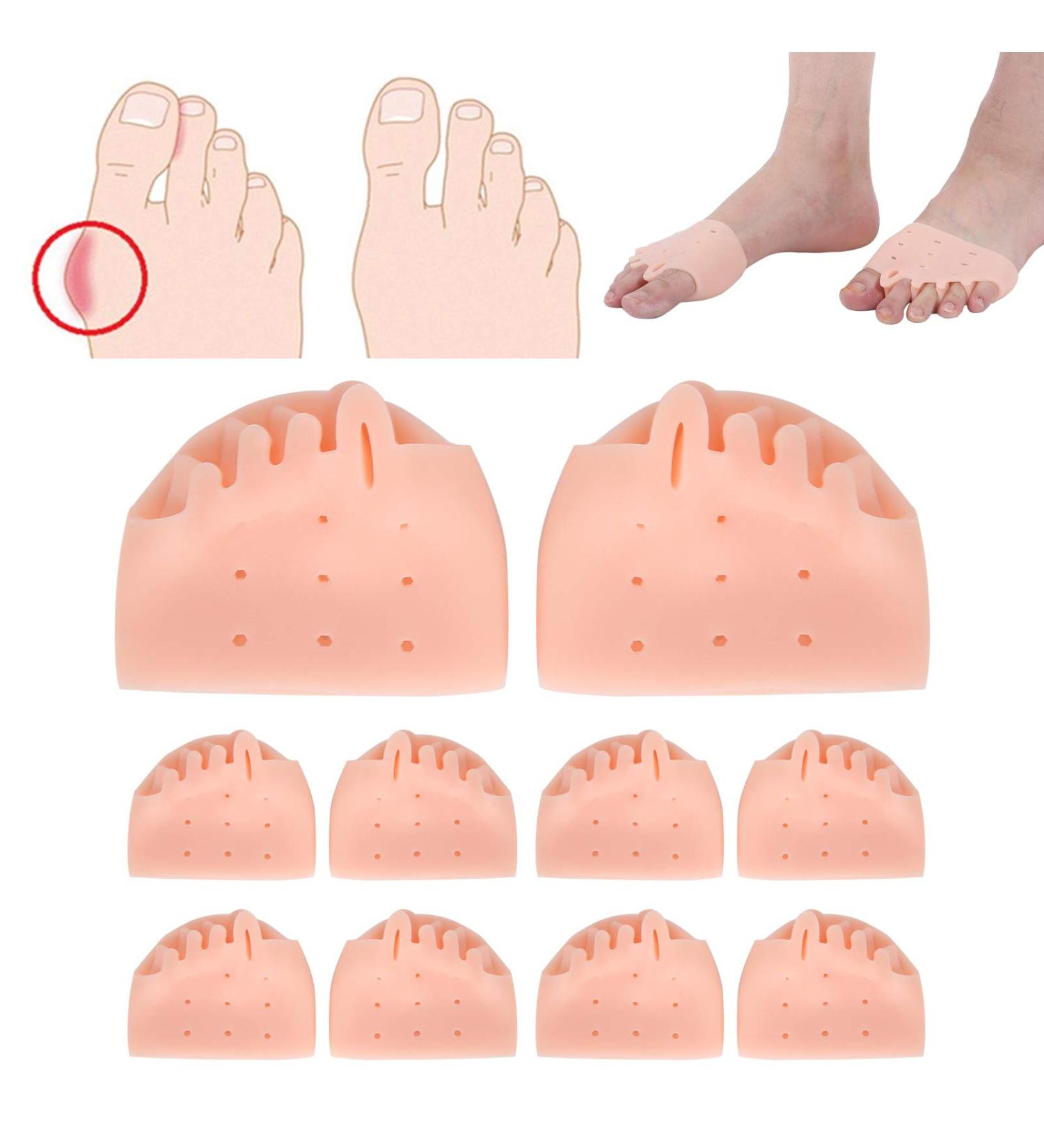 5pcs Full Foot 5 Holes Hallux Valgus Corrector Bunion Splints - High Elasticity SEBS Toe Straightener Pad for Bunion Relief - Leg & Foot Supports (Brighten Skin Tone) - Buy Online on GoSupps.com