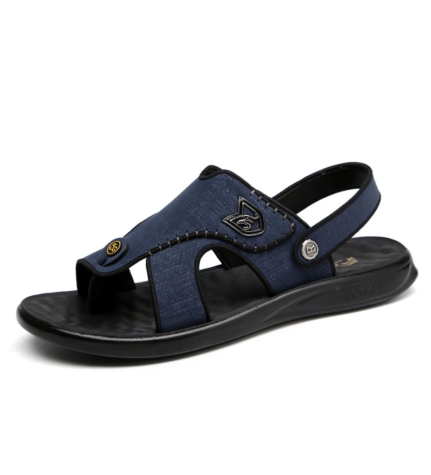 Orthopedic Summer Flat Sandals | Breathable Non-slip Slip-on Sandals with Toe Ring | Blue | 27cm Foot Length - Buy Online on GoSupps.com
