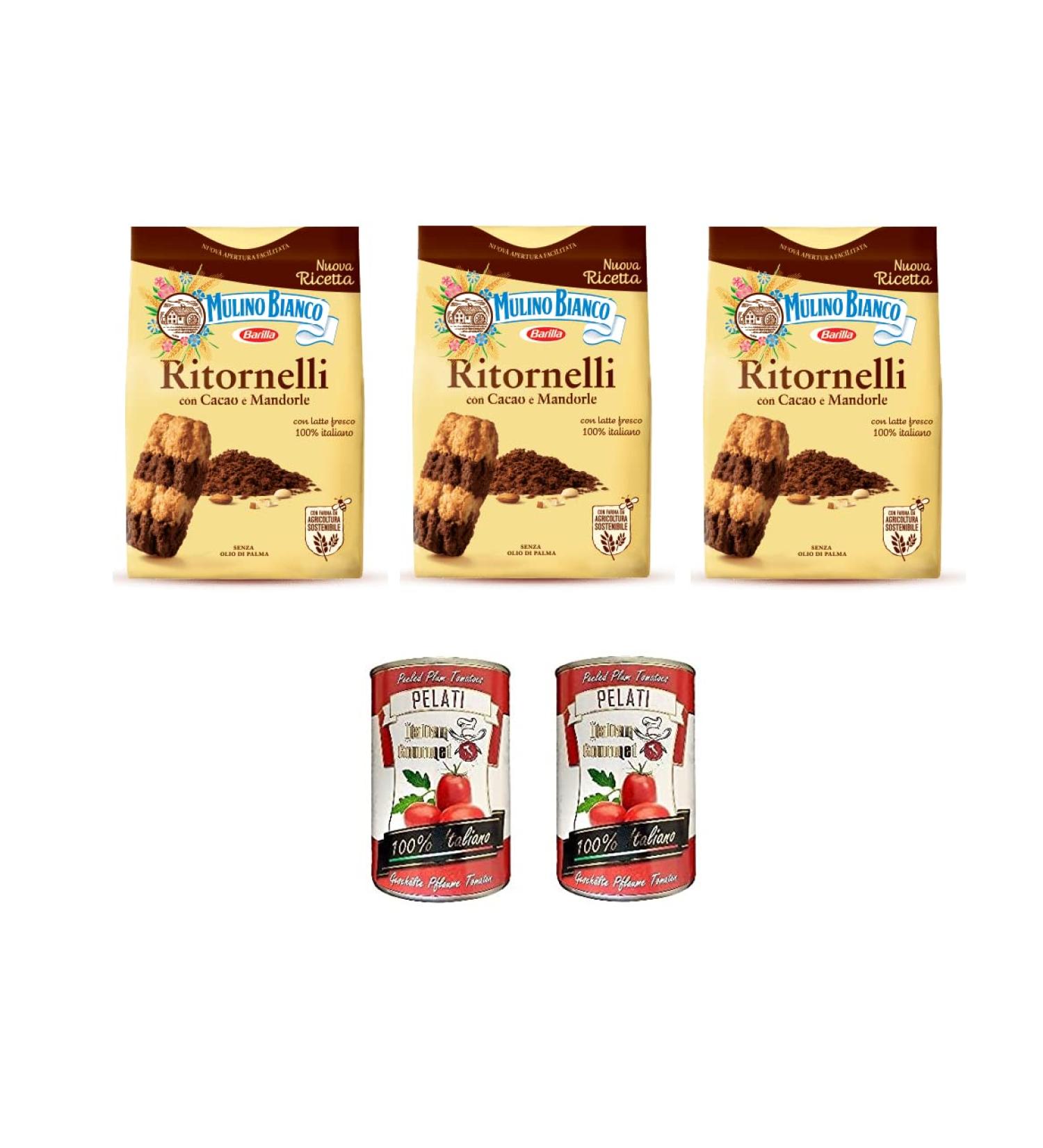  Italian Gourmet E.R. Set of 3 Mulino Bianco Cookies with Cocoa and Ritornelli Almonds 700 g + 100 % Italian Tomatoes - 2 x 400 g Boxes - Buy Online on GoSupps.com