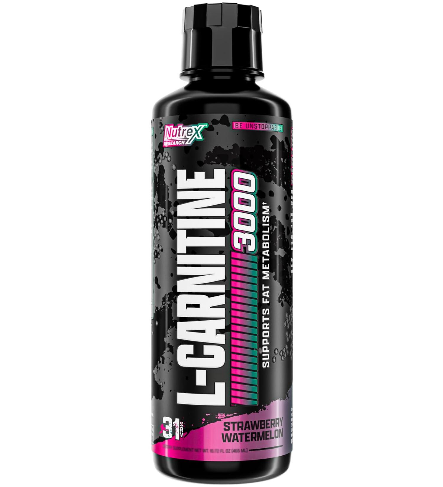Nutrex Research Liquid Carnitine 3000 | (Strawberry Watermelon) | Premium L Carnitine Liquid Stimulant Free 31 Servings 31 servings Strawberry Watermelon - Buy Online on GoSupps.com