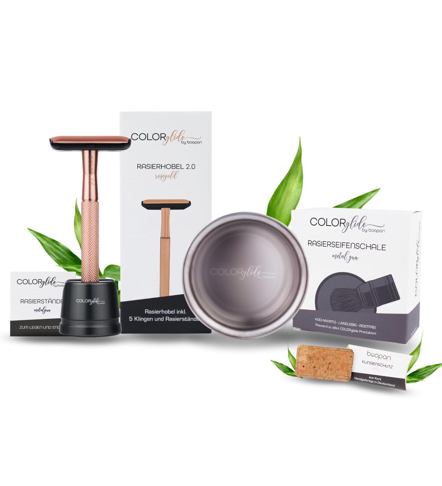 COLORGLIDE Premium Razor Plane Set for Women & Men | Complete Shaving Set with Stand Soap Peel 5 Blades & Blade Protection | Includes Rose Gold eBook - Buy Online on GoSupps.com