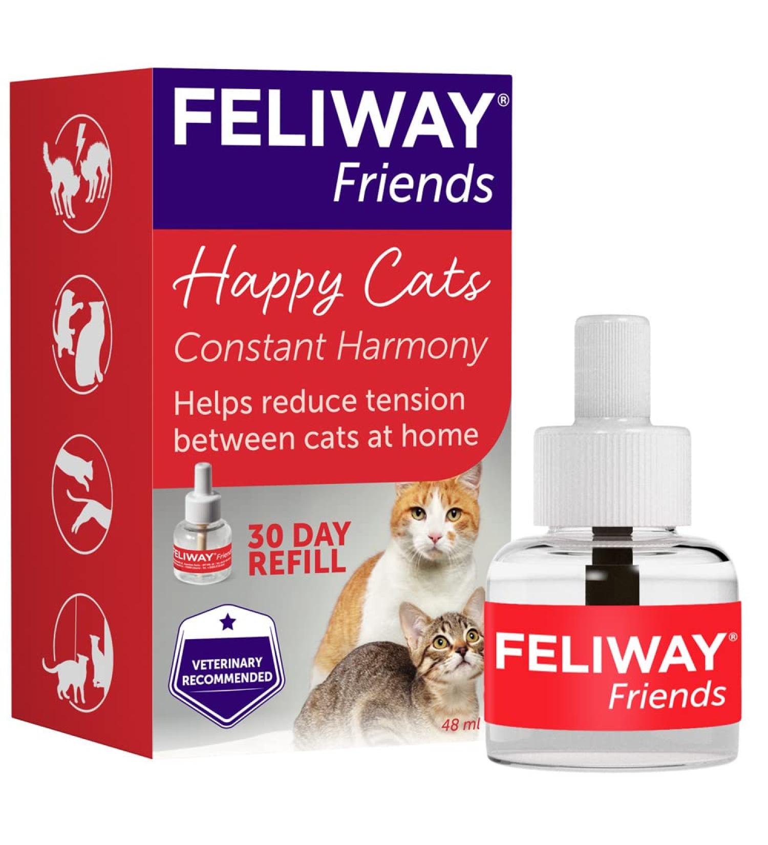 FELIWAY Friends 30 Day Refill helps to reduce conflict in multi-cat households helping cats get along better - 48ml Red Pack of 1 - Buy Online on GoSupps.com