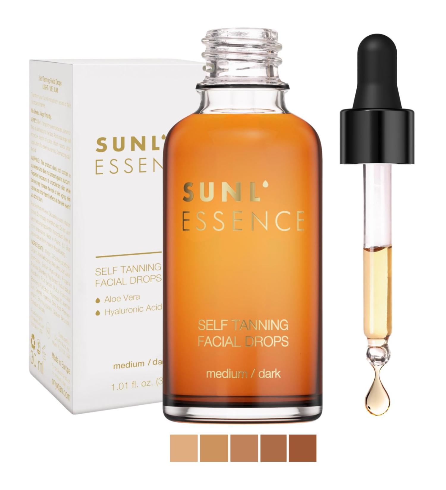Sun lEssence Self-Tanning Concentrate | Streak-Free Face Tanning Drops for Medium/Dark Skin - Easily Blend with Moisturizer - Buy Online on GoSupps.com
