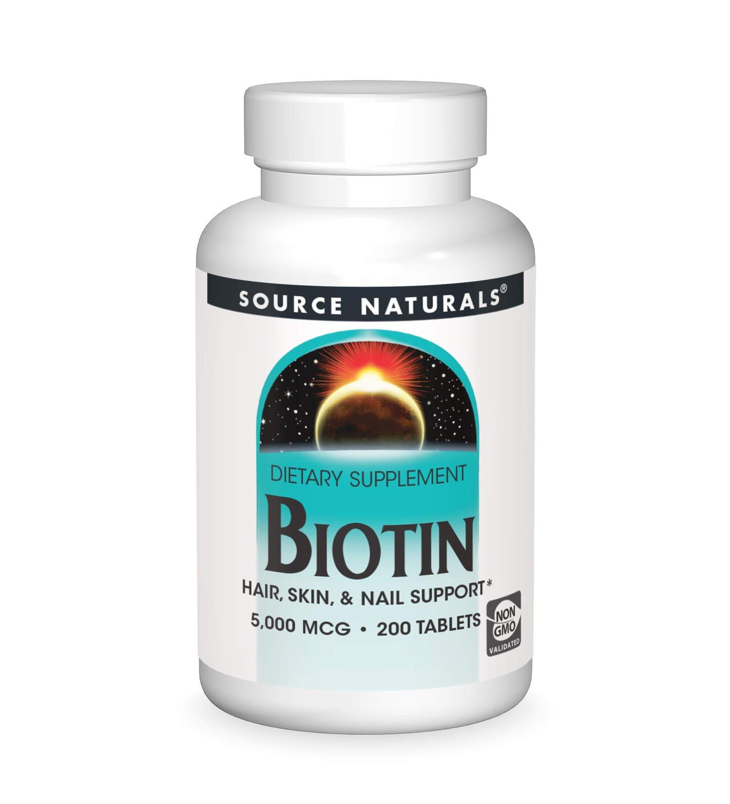 Source Naturals Biotin 5000mcg - High Potency B Vitamin Supplement for Hair, Skin, and Nails - 200 Tablets - Buy Online on GoSupps.com