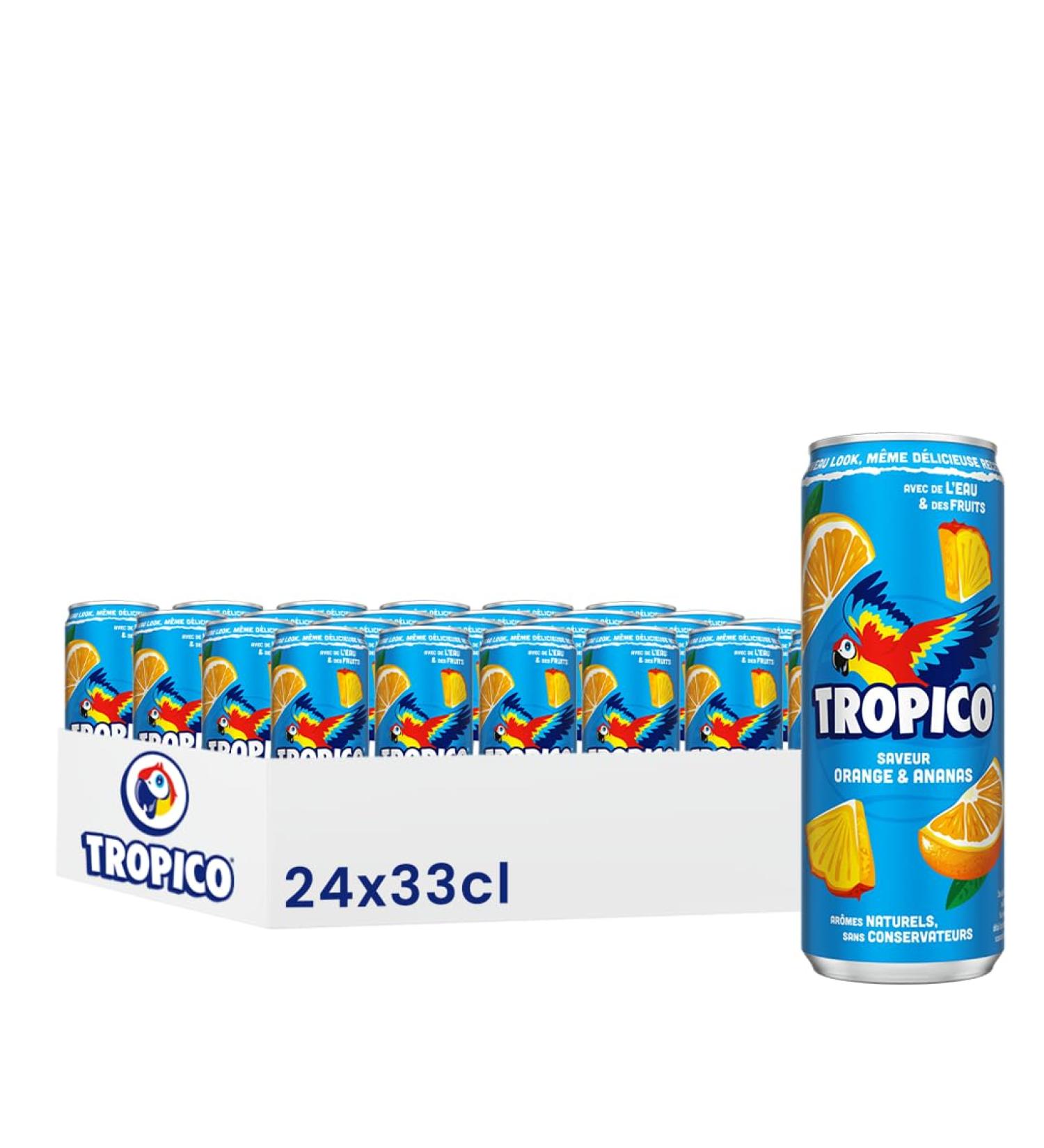 Tropico Boisson aux Fruits Saveur Orange et Ananas Canette 33cl Pack de 24 - Buy Online on GoSupps.com