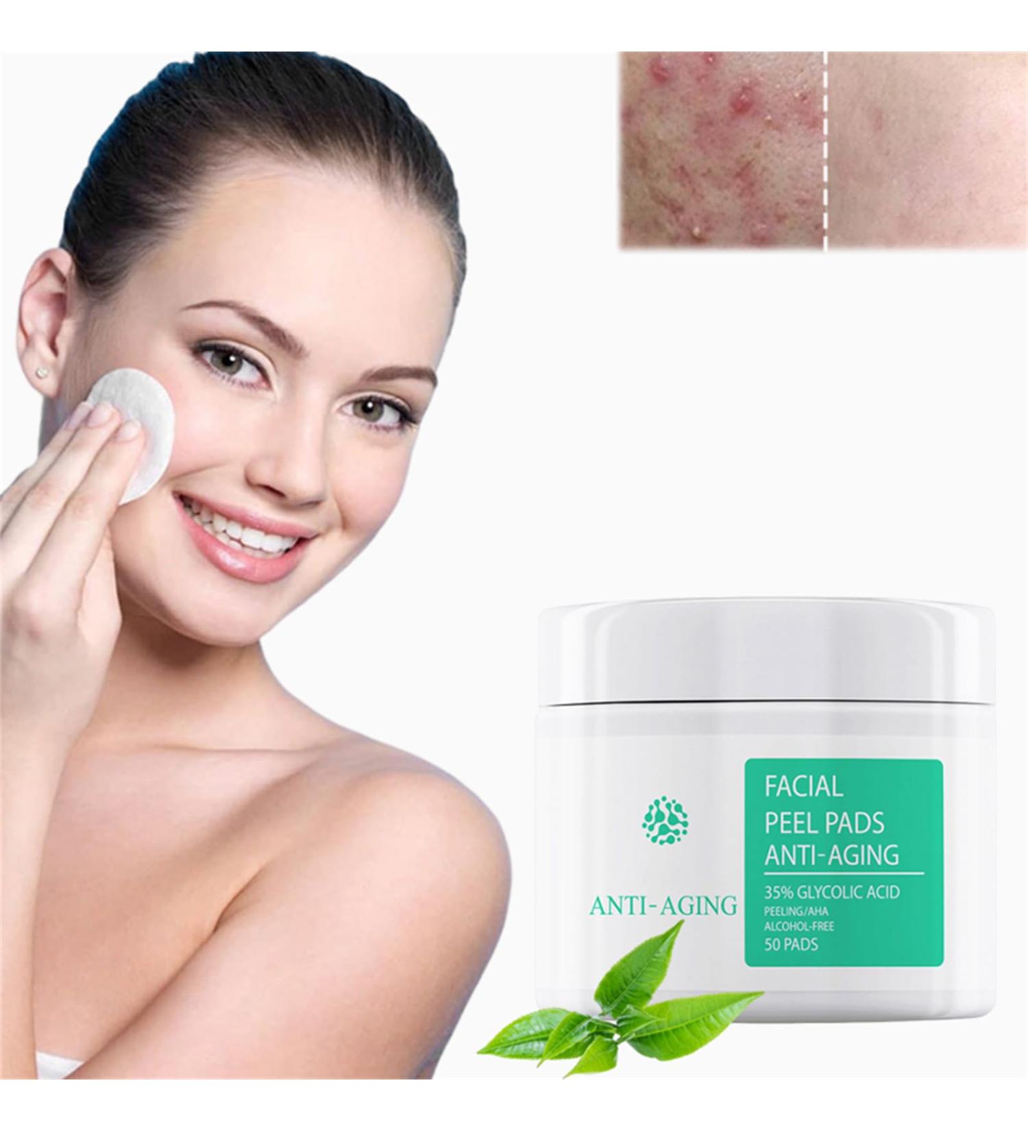 35% Glycolic Acid Peel Pads Exfoliating Face & Body Wipes with B5 & Tea Tree Oil for Pore Minimizing & Even Skin Tone - 1Pcs 2.82oz - Buy Online on GoSupps.com
