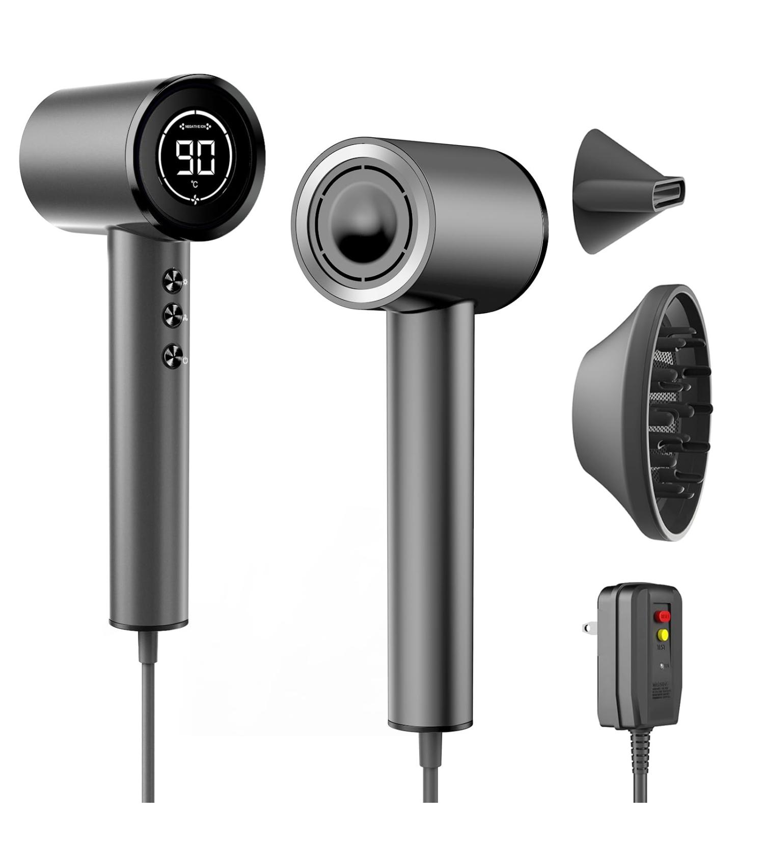 High-Speed Ionic Hair Dryer with Diffuser | Low Noise 4 Temps 3 Speeds - Perfect for Home & Travel - Buy Online on GoSupps.com