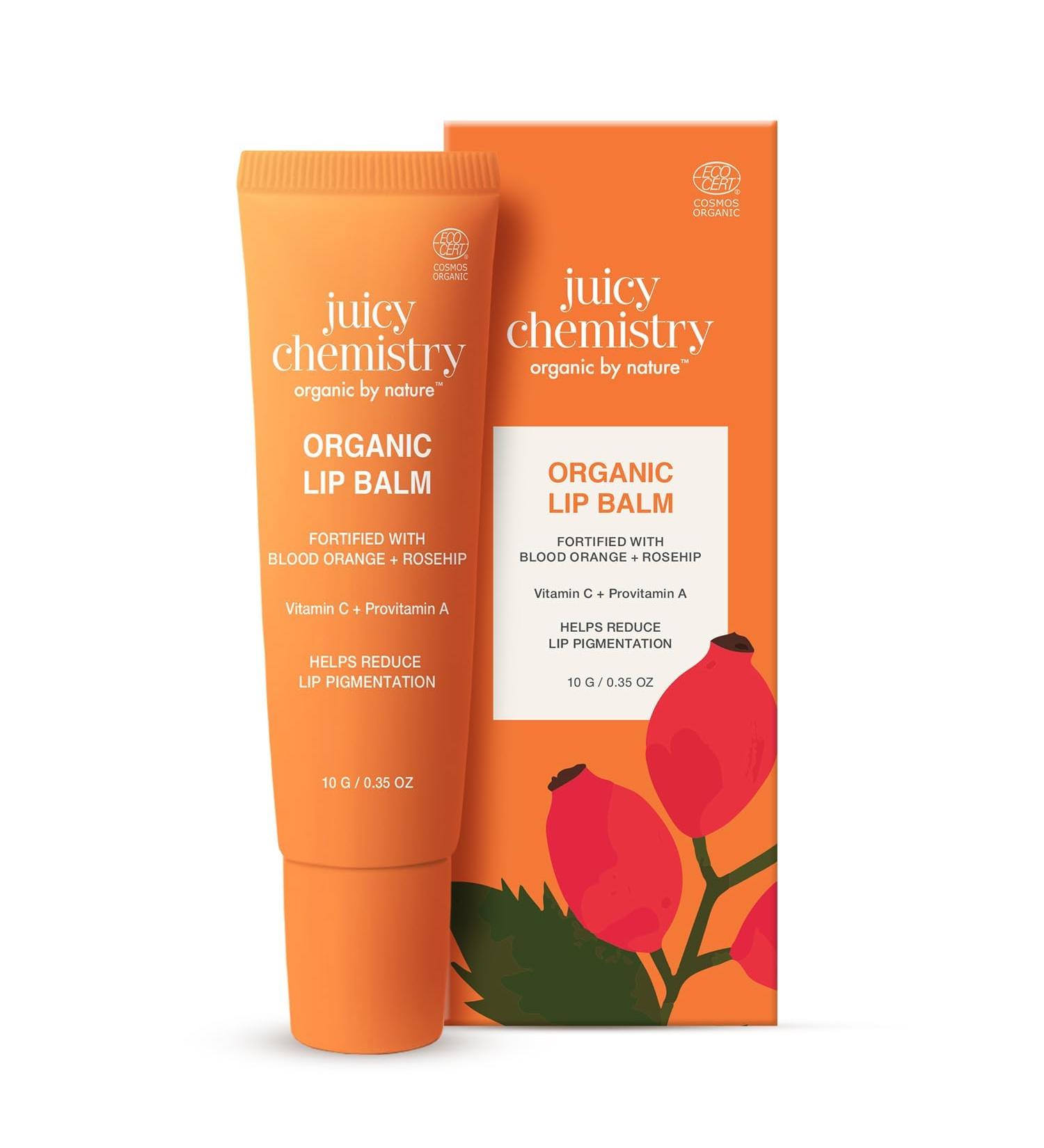 Juicy Chemistry Blood Orange & Rosehip Lipbalm 10 g | Organic Lip Balm for Dark Pigmented Dry & Chapped Lips | Enriched with Vitamin A C E & Ceramides | Clinically Tested | For Men Women & Kids - Buy Online on GoSupps.com