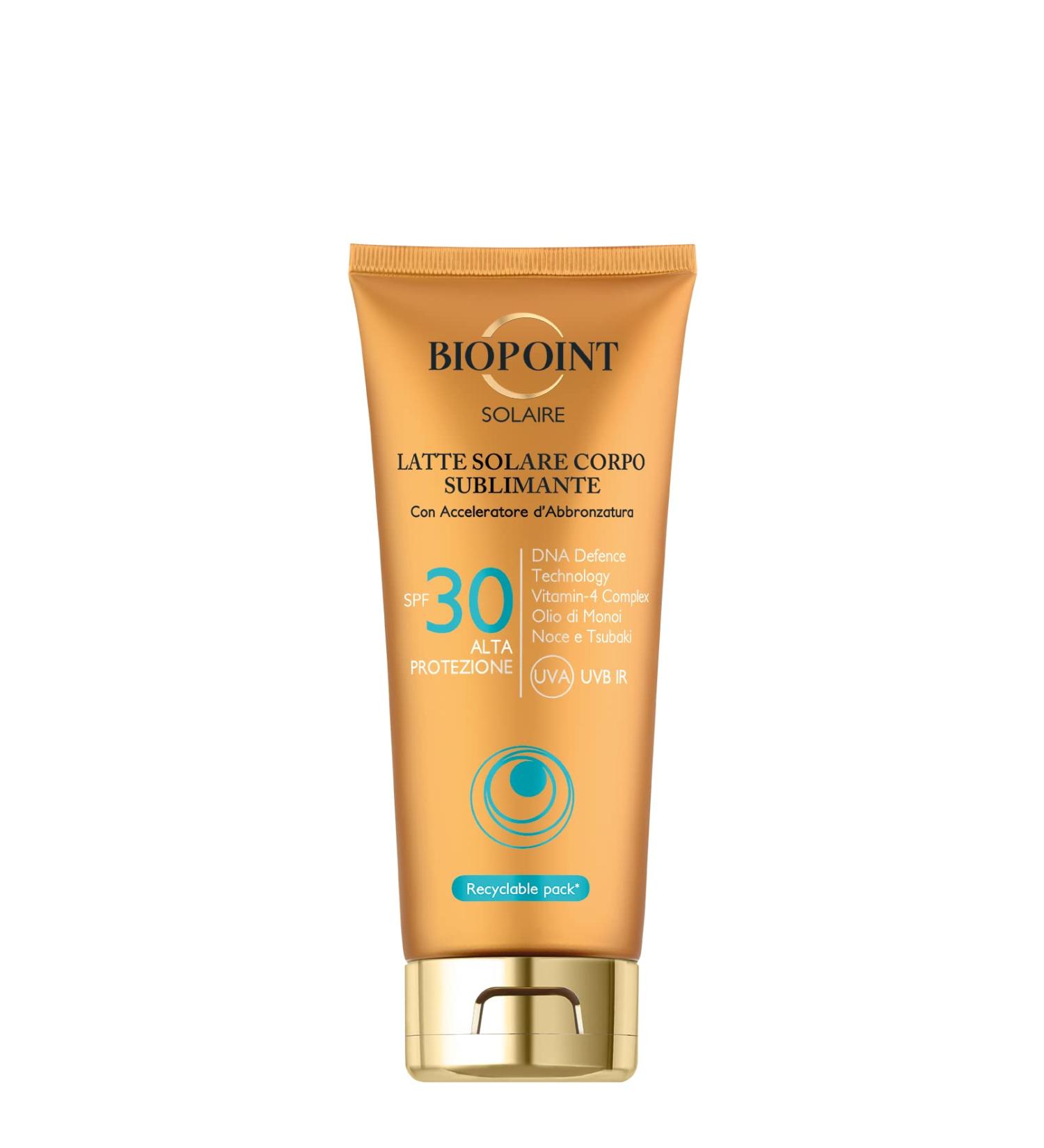 Deborah Group Srl Biopoint Solaire sun milk for body SPF 30 with tanning acceleration antioxidant and moisturizing gives golden and radiant skin 200 ml - Buy Online on GoSupps.com