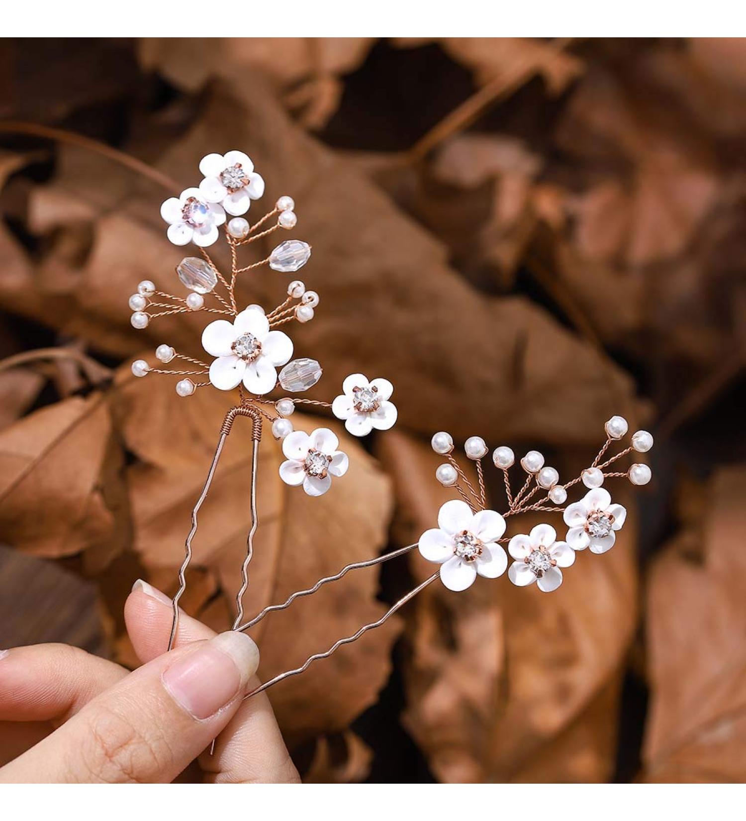 IYOU Bridal Hairpins - Rose Gold Sparkling Crystal Pearl Hair Accessories for Women & Girls (2 Pieces) - Buy Online on GoSupps.com