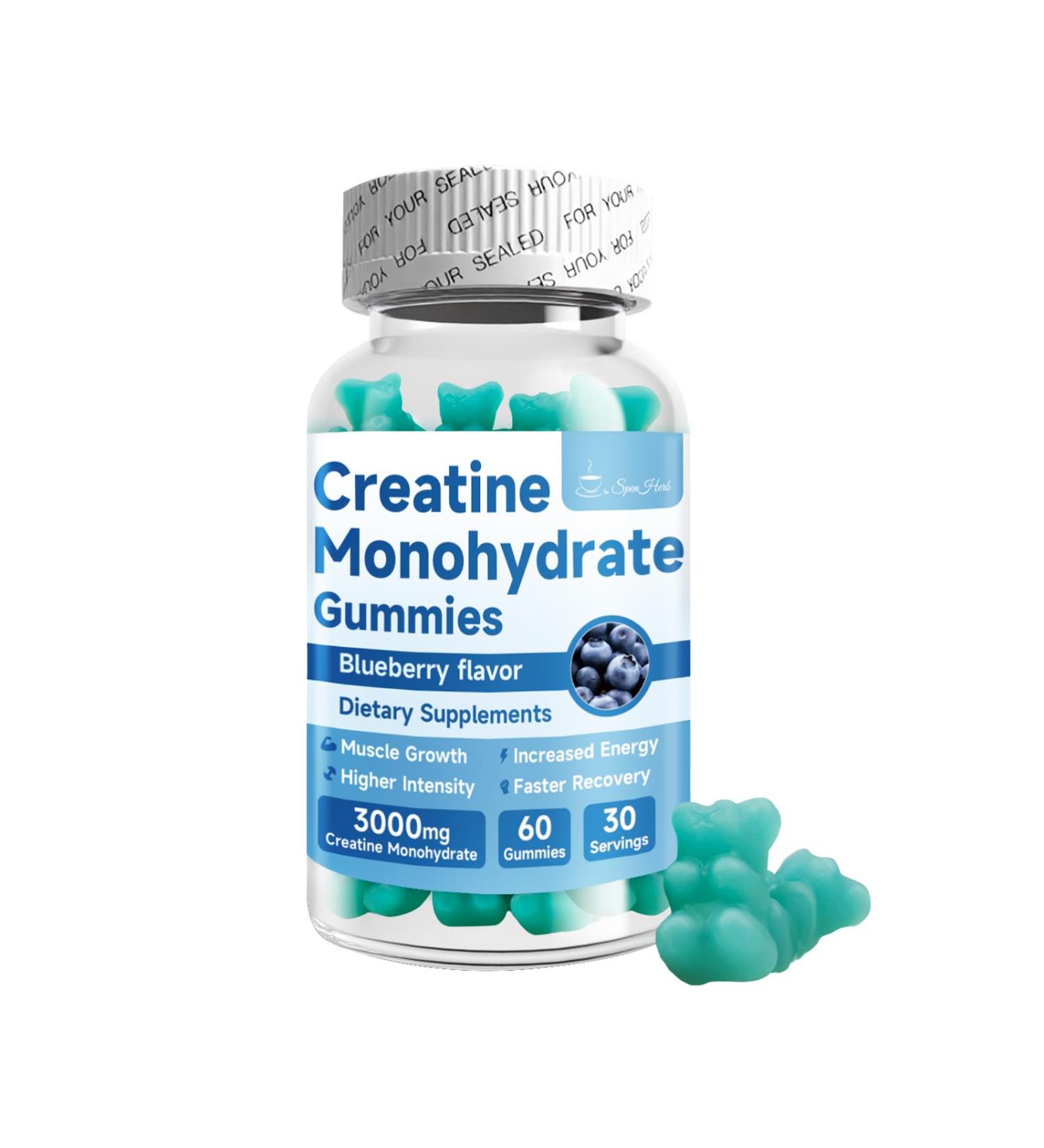 SpenHerb Creatine Monohydrate Gummies Creatine Monohydrate for Muscle Strength Muscle Builder Energy Boost Pre-Workout Supplement(60 Count) - Buy Online on GoSupps.com