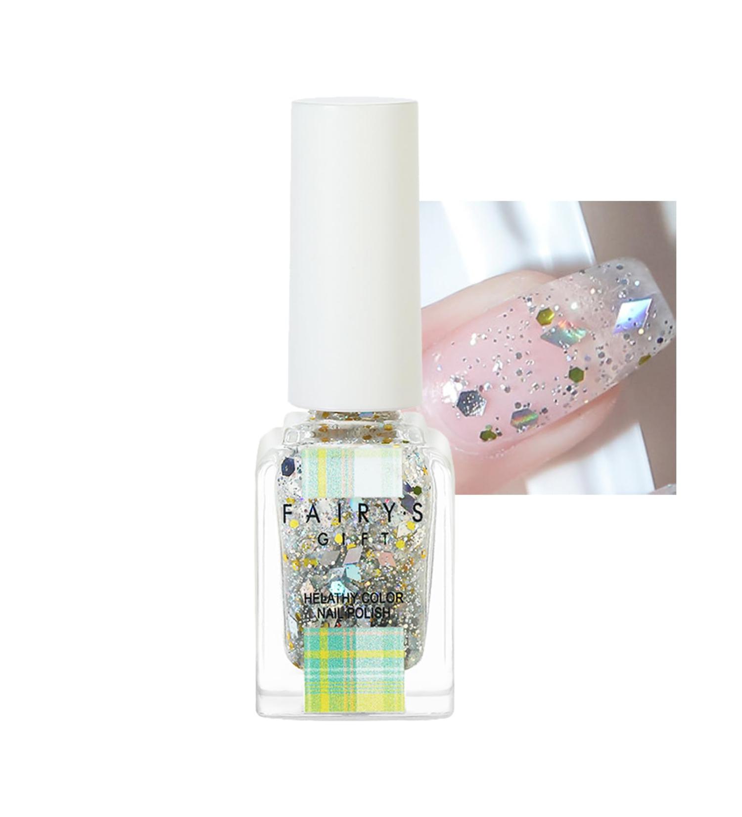 Silver Glitter Nail Polish - Nail Varnish Quick Dry with Water Based Non Toxic Formula Nail Paint 7 Days Long Lasting Nails Lacquer No Need Bake DIY Home Manicure Nails Art G04-Glitter Moon - Buy Online on GoSupps.com