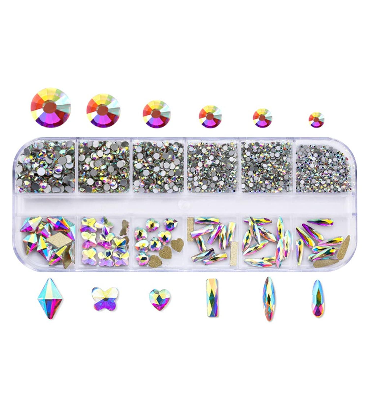 12 Grids Glass Nail Art Decorations Multi-Shape Multi-Size Nails Ornaments Manicure Decor DIY Crafts Accessories Nail Art Decoration 3d - Buy Online on GoSupps.com