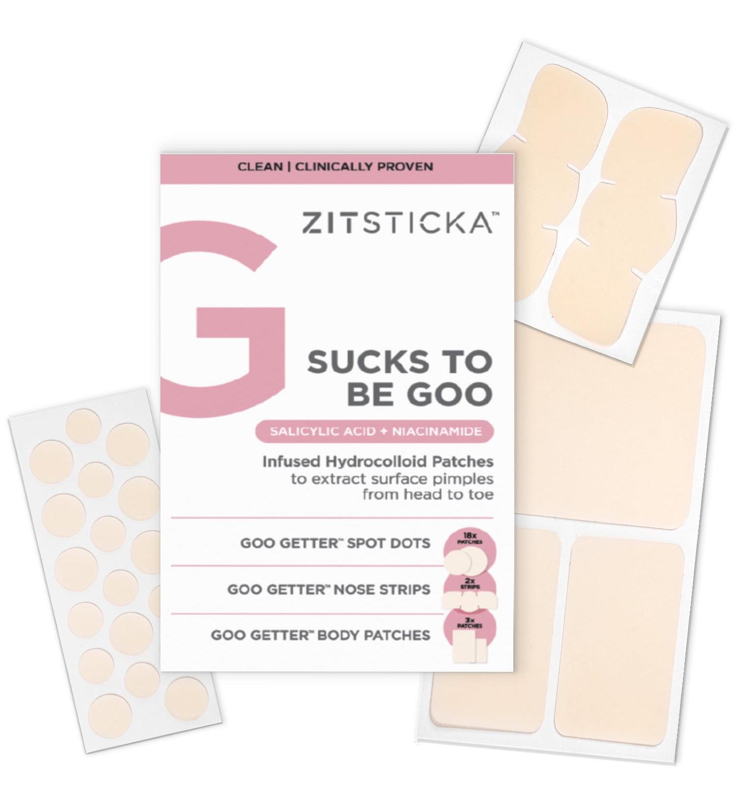 ZitSticka Sucks to be Goo Hydrocolloid Pimple Patches - 23 Count Acne Treatment with Salicylic Acid Niacinamide & Tea Tree | International Shipping Available - Buy Online on GoSupps.com