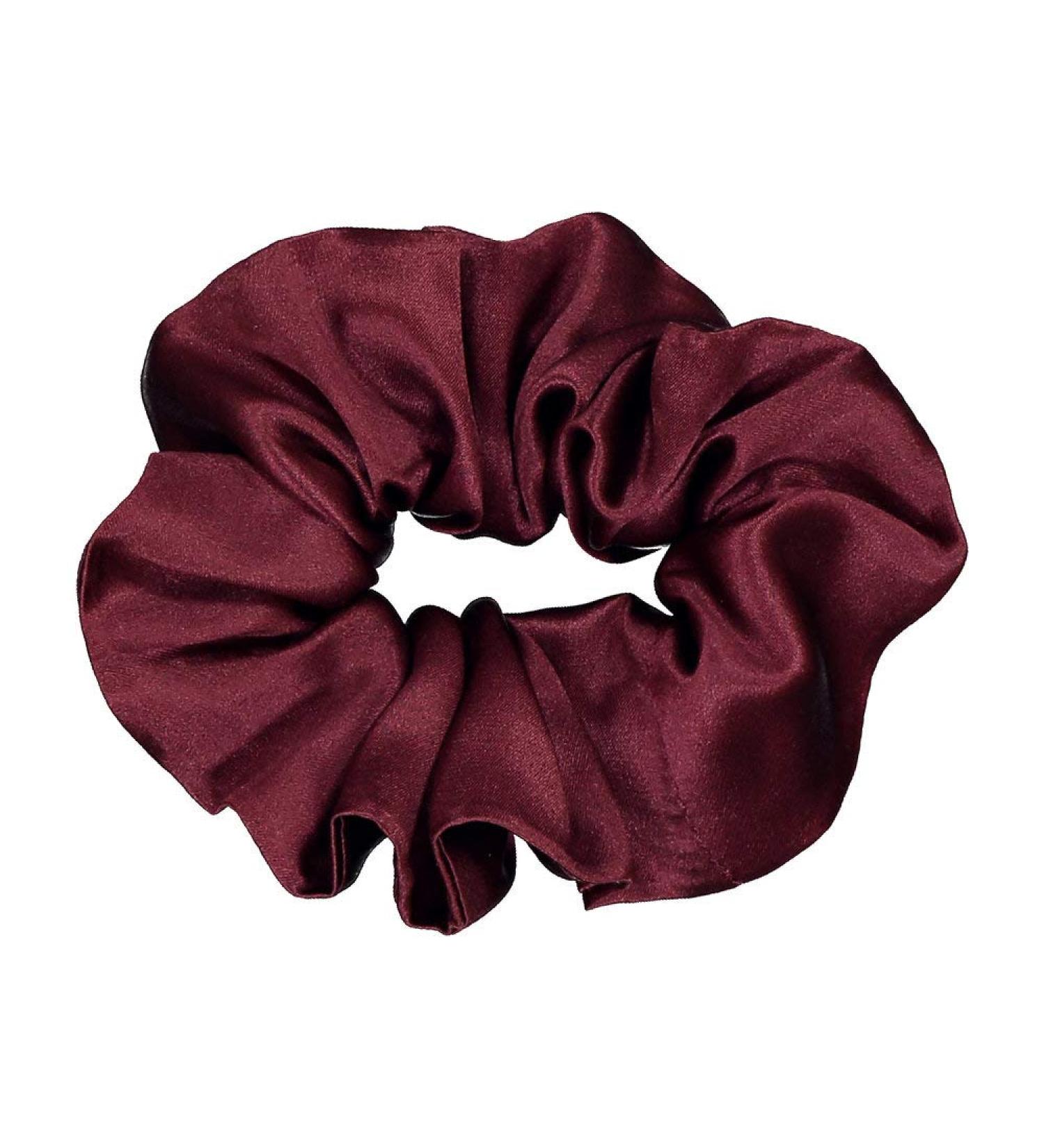Waterlily 100% Mulberry Silk Scrunchie 19momme Charmeuse Hair Ties Scrunchies for Women Girls Soft Natural Care (Burgundy)