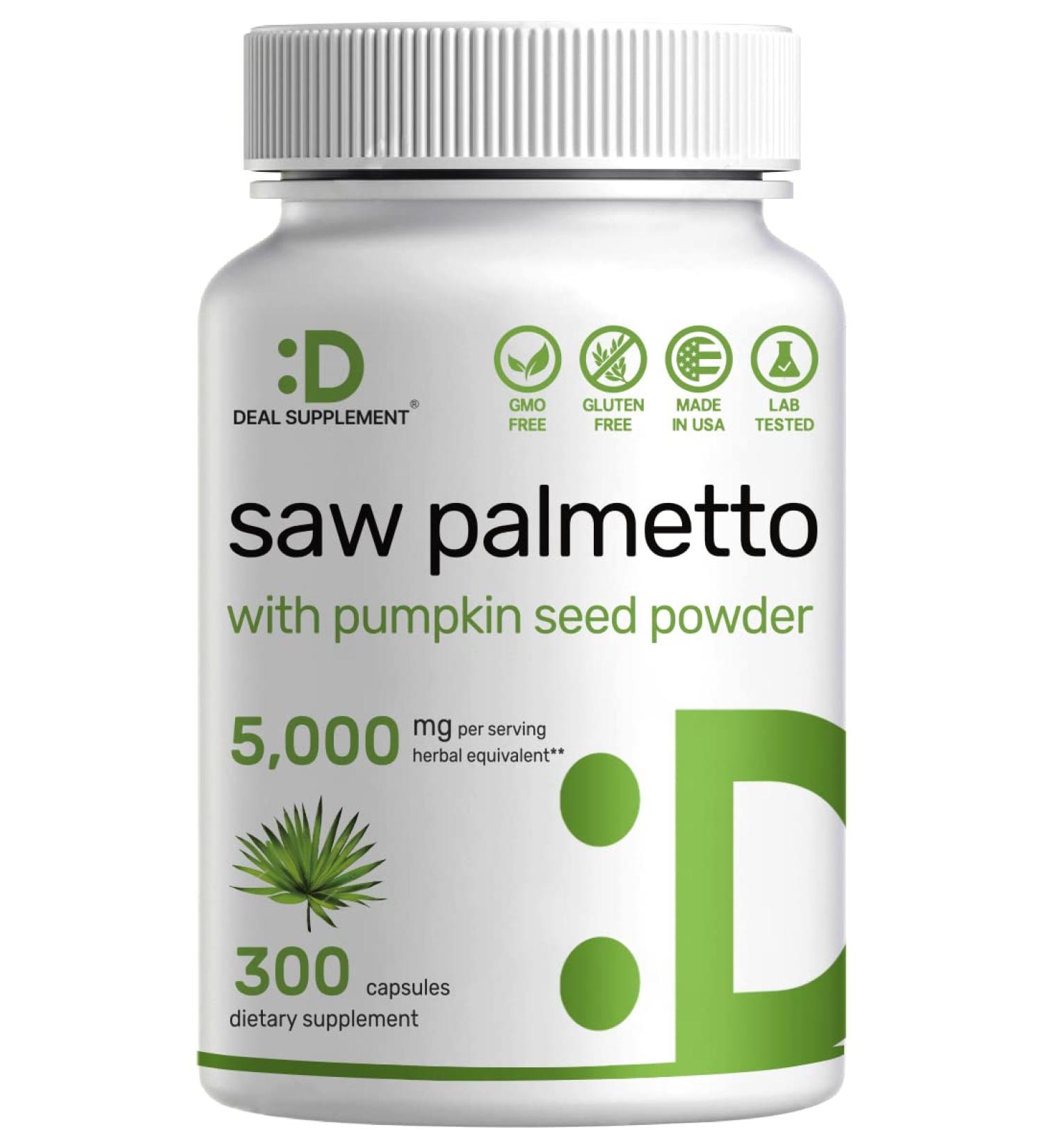 Saw Palmetto 5000mg with Pumpkin Seed Capsules | Prostate Health & DHT Blocker | Hair Growth & Urinary Frequency Support - Buy Online on GoSupps.com