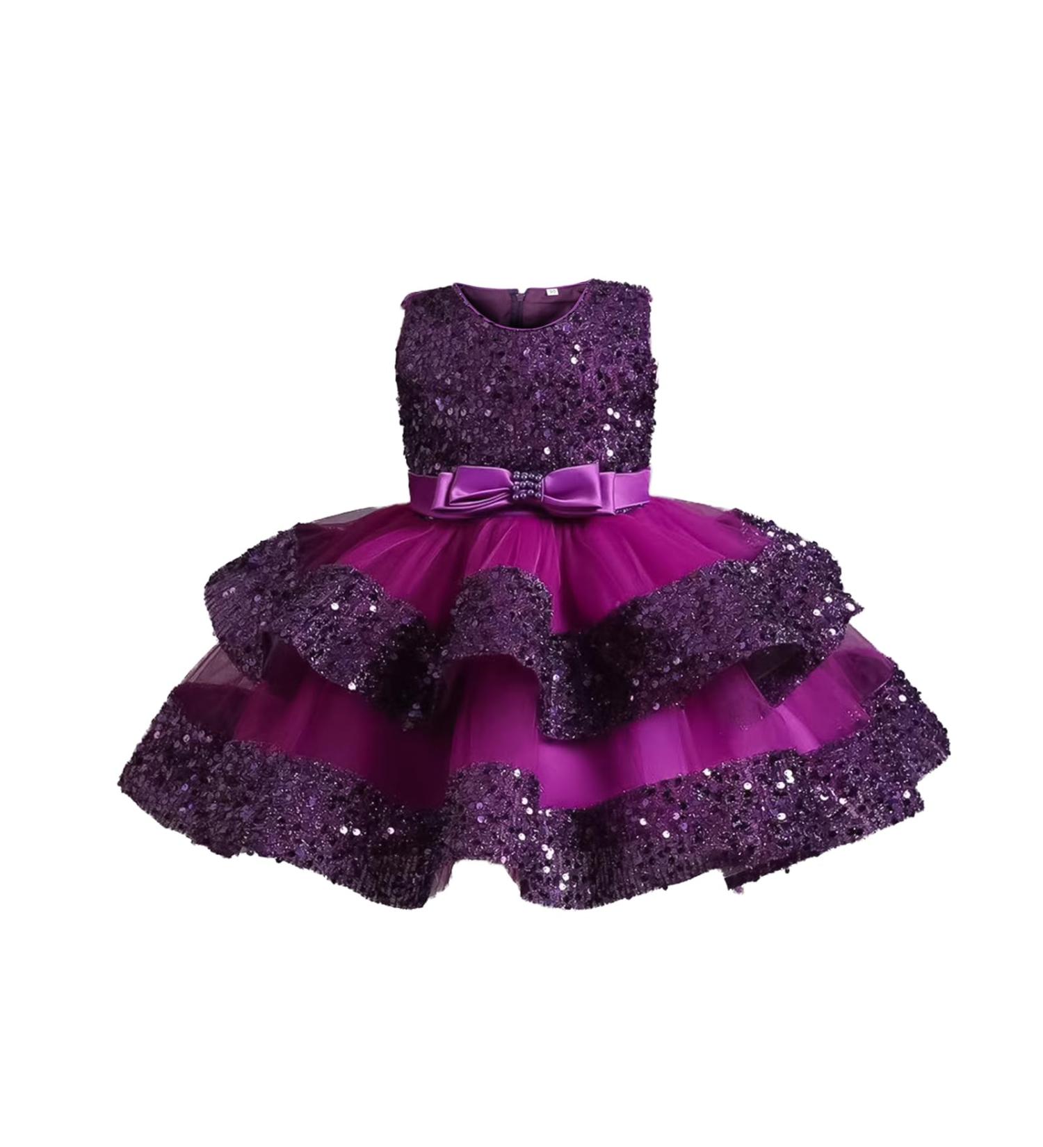 Miipat Baby Girl Sequin Princess Dress | Formal Flower Girl Birthday Wedding Pageant Dress - Purple (3-4 Years) - Buy Online on GoSupps.com