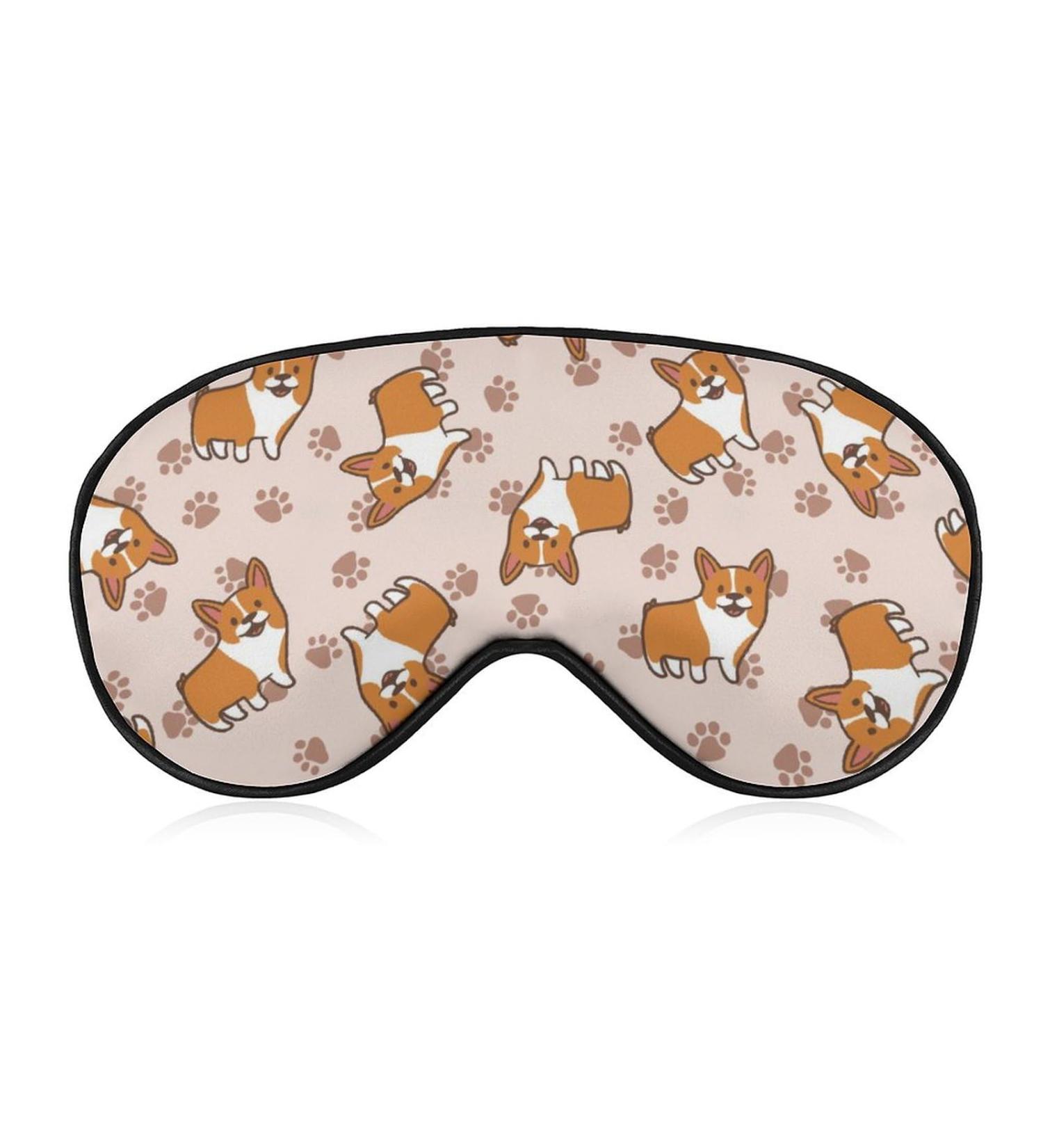 Cartoon Corgis Sleep Mask Eye Cover for Sleeping Blindfold with Adjustable Strap Blocks Light Night Travel Nap for Men Women - Buy Online on GoSupps.com