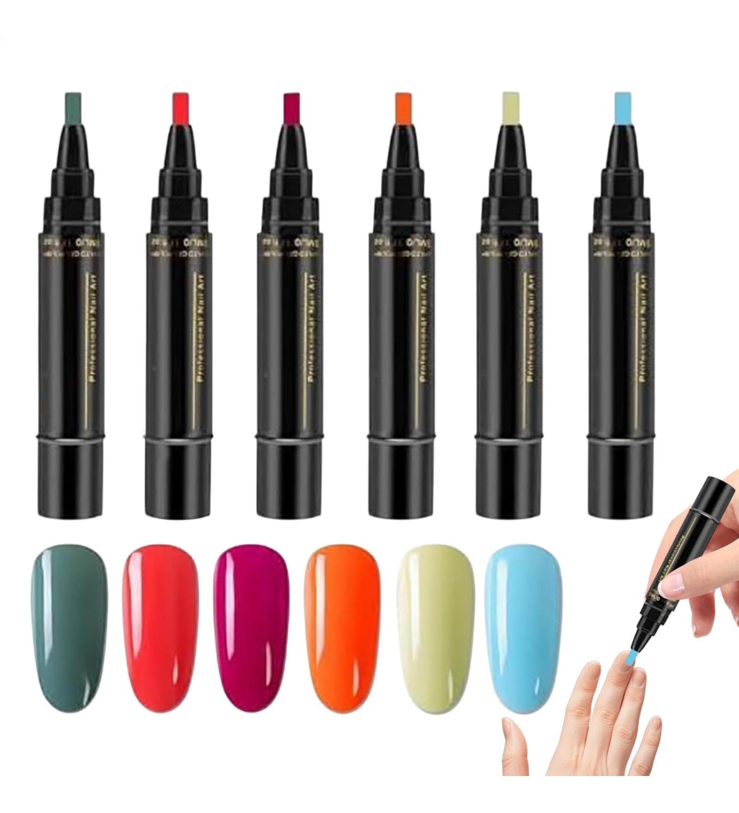  Yugugomo Women's Nail Pencils Women's Nail Polish Sets | 6-Color Quick-Drying Colored Pencils No UV Gel Nail Polish Painting Accessories Manicure Assistant - Buy Online on GoSupps.com