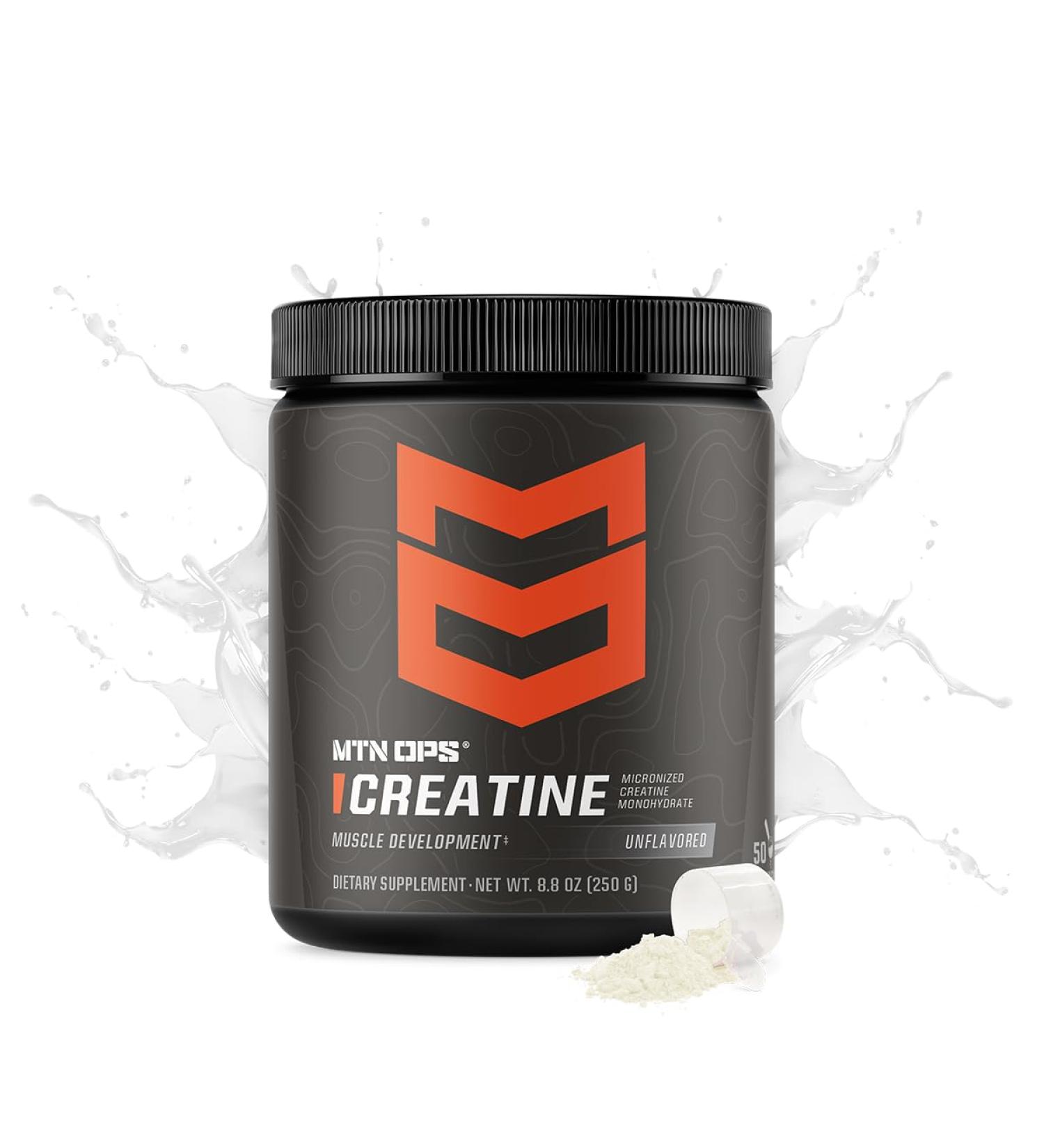 MTN OPS Creatine Monohydrate Powder - 100% Pure Unflavored 50 Servings for Muscle Mass Strength & Power | International Shipping Available - Buy Online on GoSupps.com